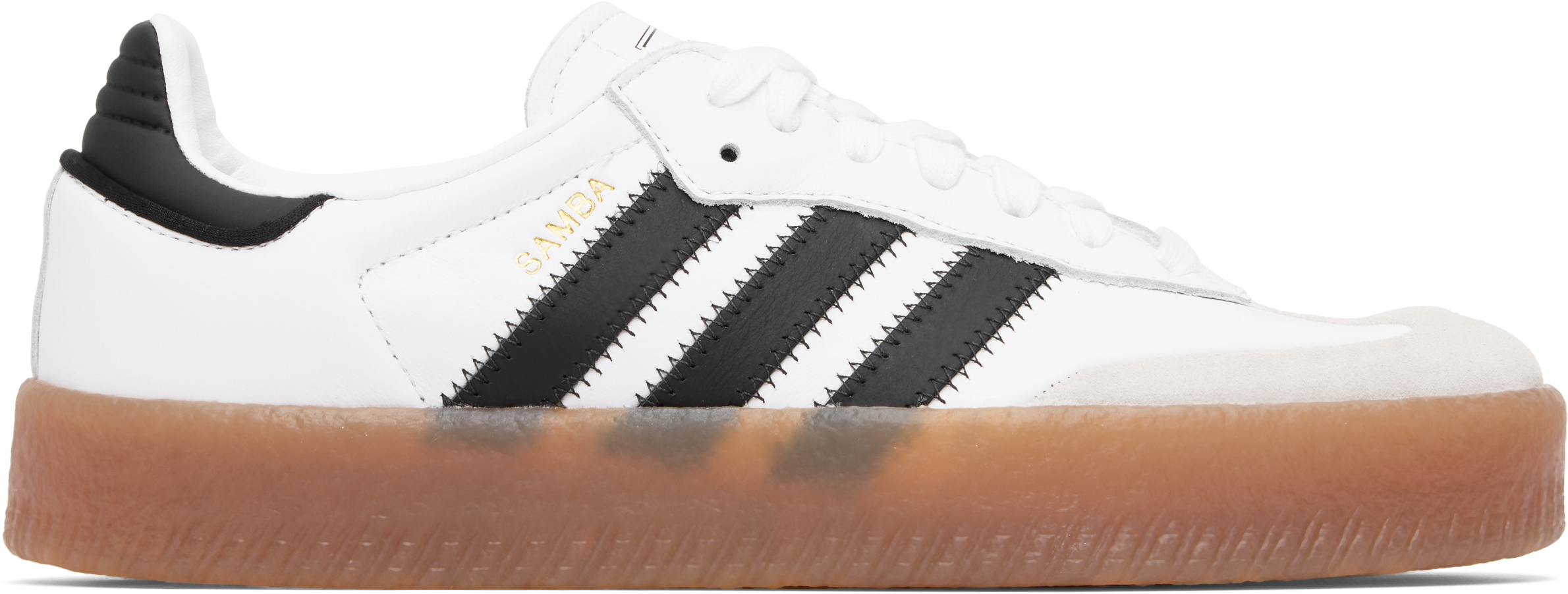 Adidas Originals Adidas Womens White Night Indigo Gum Samba Og Logo-print Leather Low-top Trainers