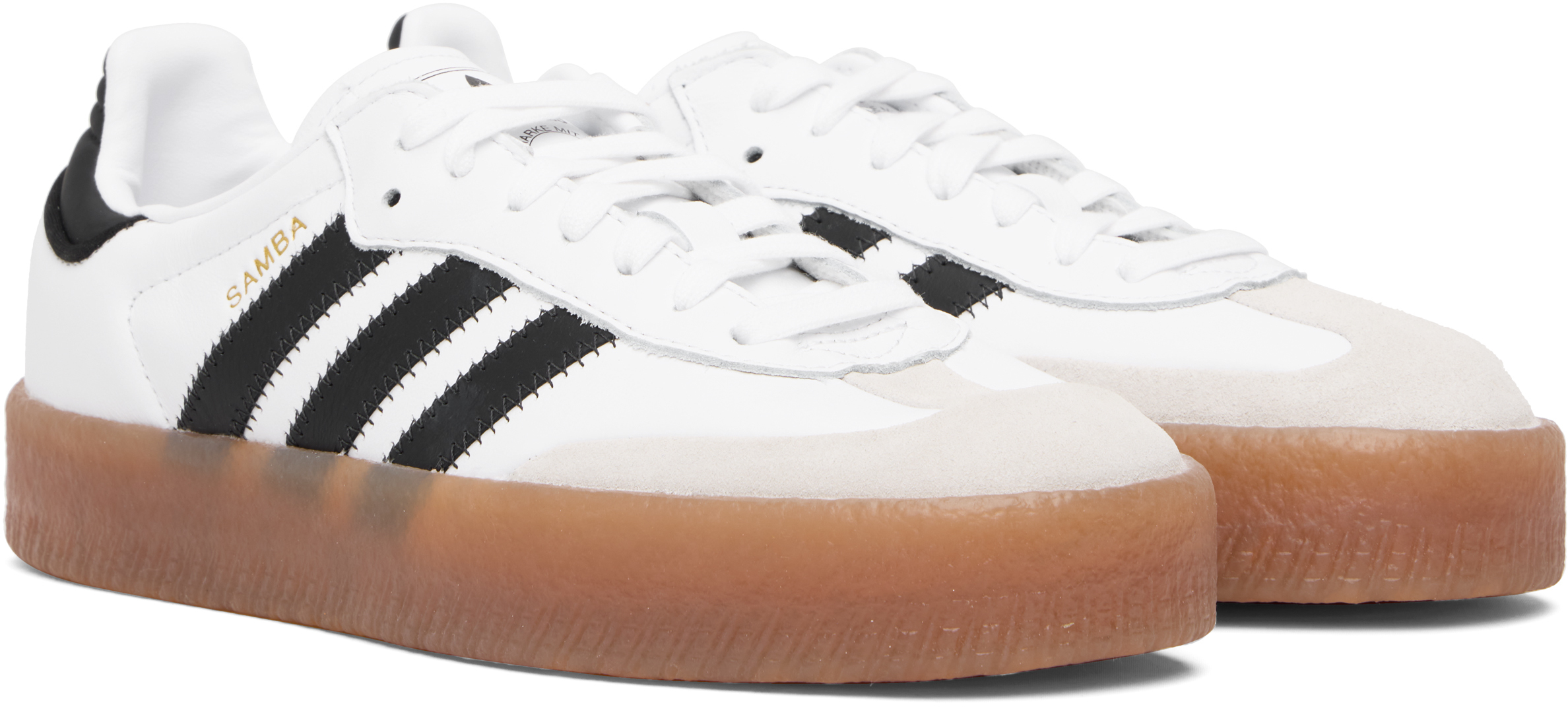 Adidas Originals Adidas Womens White Night Indigo Gum Samba Og Logo-print Leather Low-top Trainers