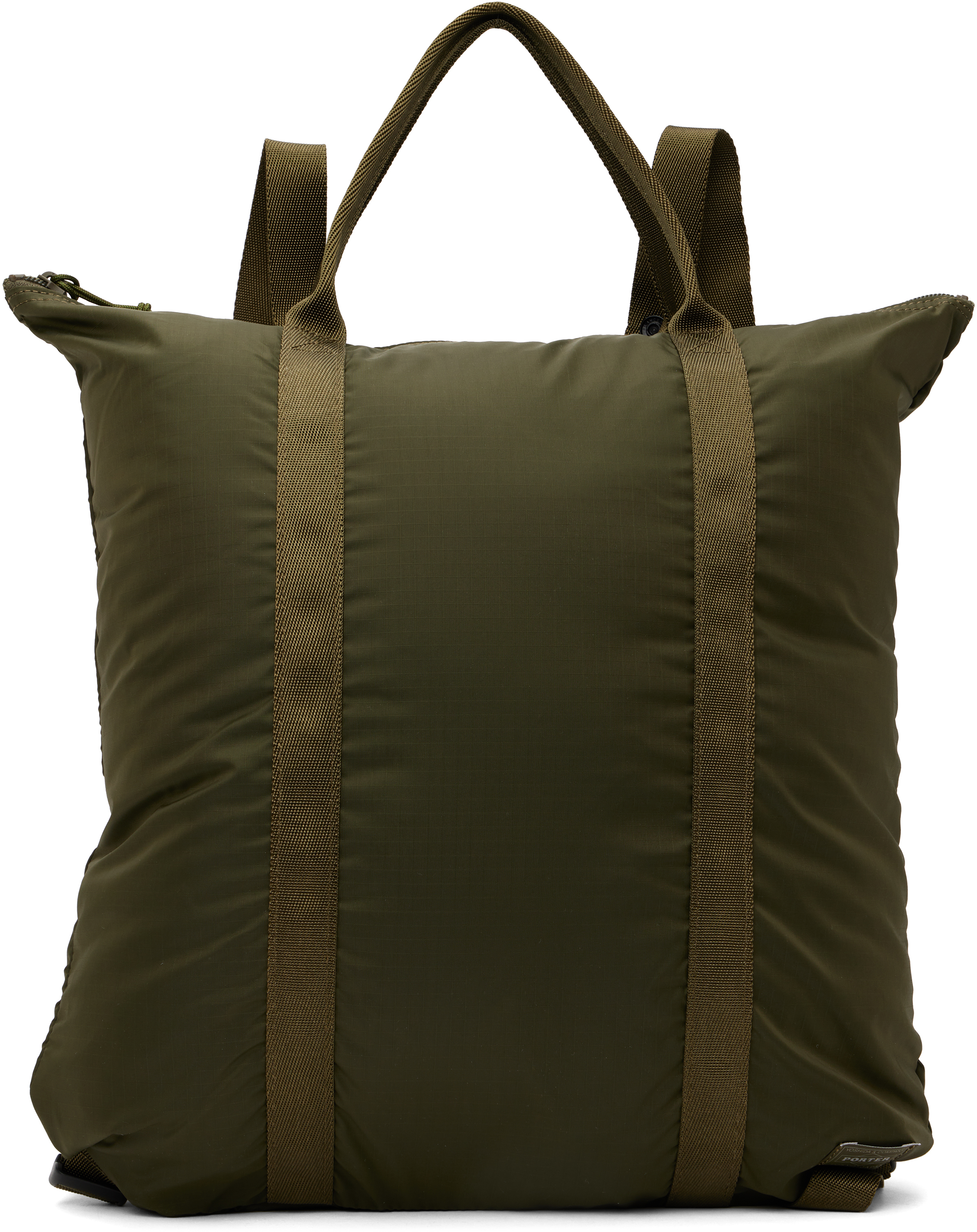 PORTER - Yoshida & Co: Khaki 2Way Tote | SSENSE
