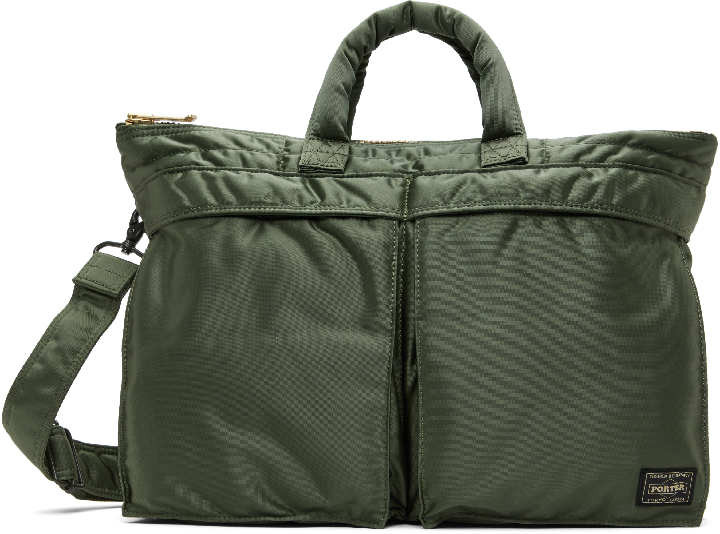 PORTER - Yoshida & Co: Khaki Tanker Short Helmet Briefcase
