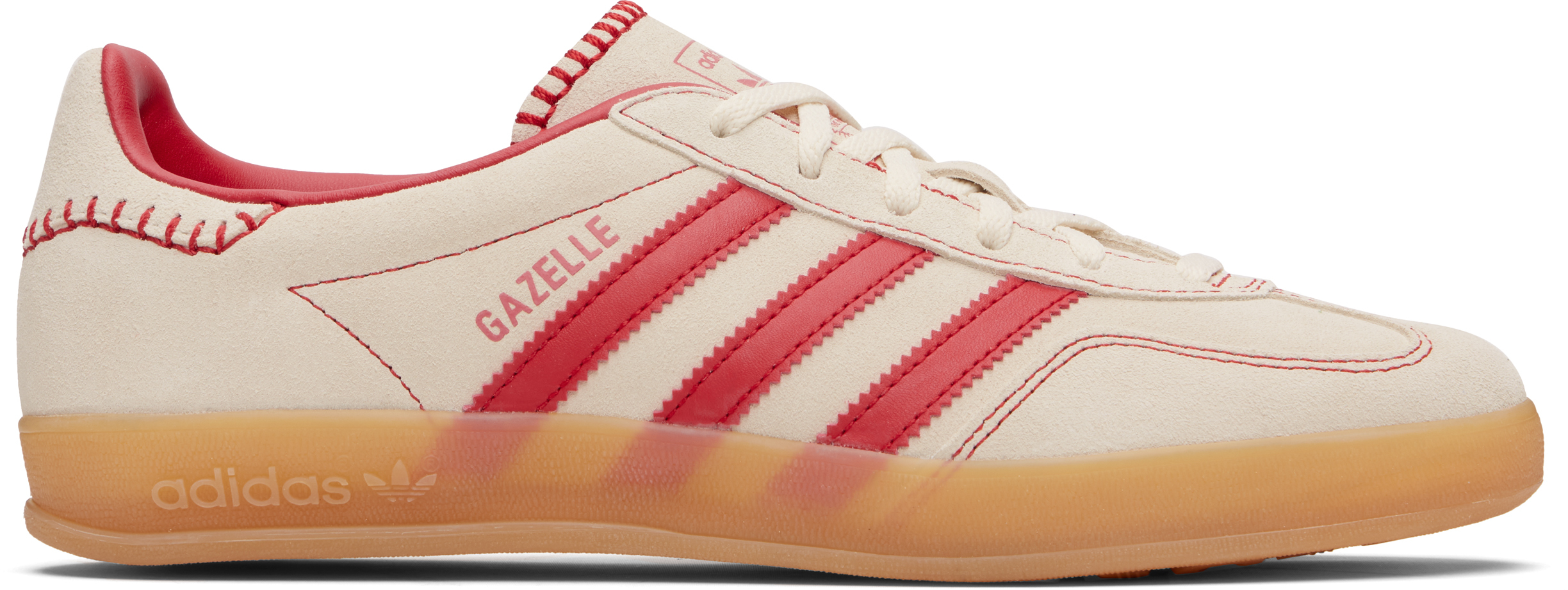 Beige & Red Gazelle Indoor Sneakers