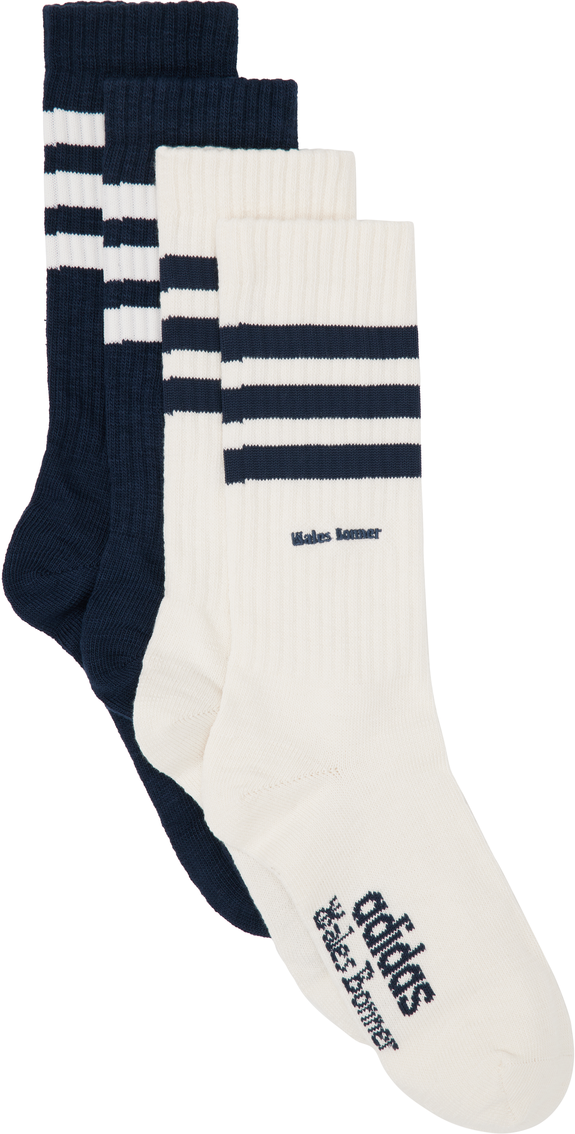 Wales Bonner Two-pack Off-white & Navy Adidas Originals Edition 3-stripes Socks In Multi