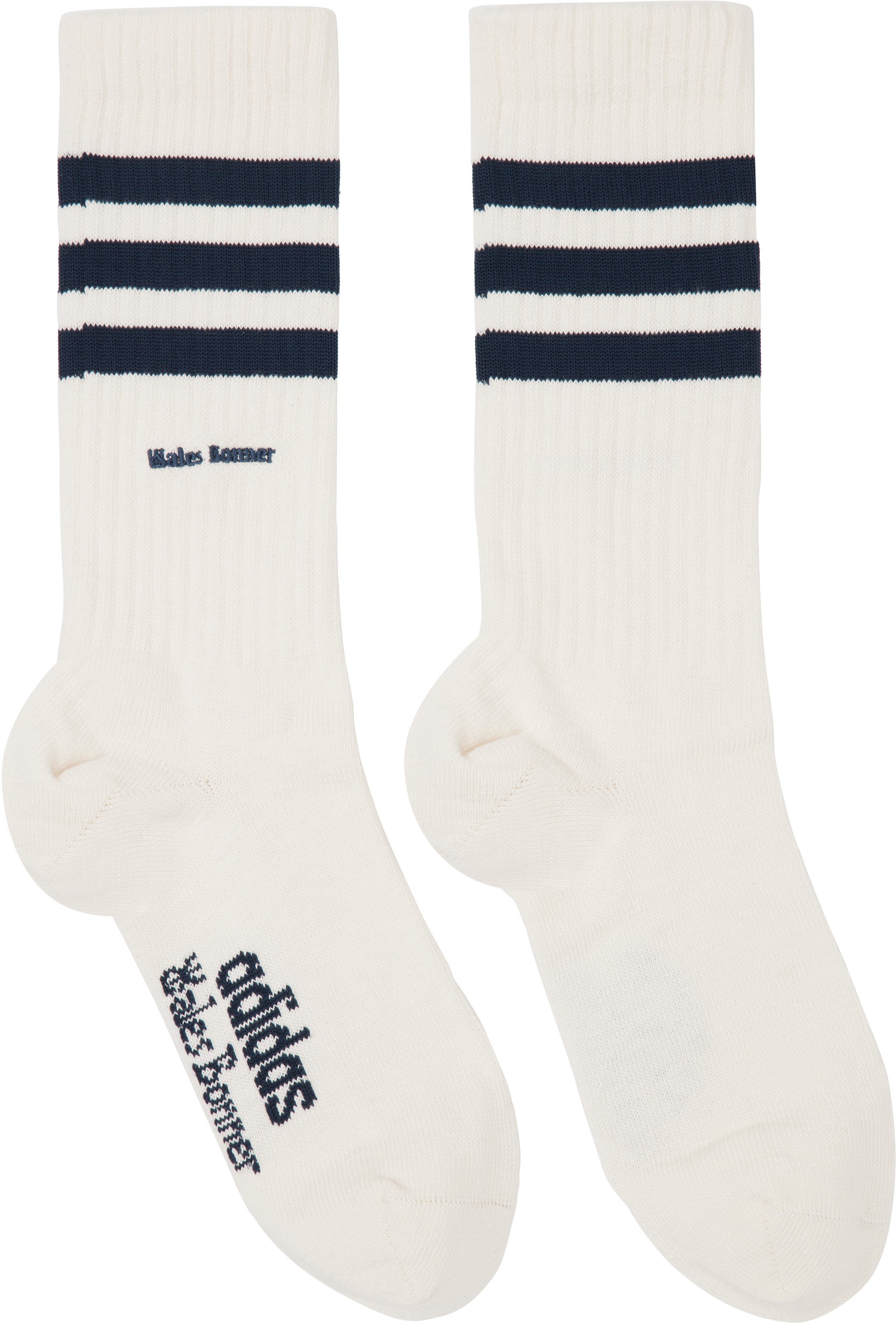 Wales Bonner Two-pack Off-white & Navy Adidas Originals Edition 3-stripes Socks In Multi