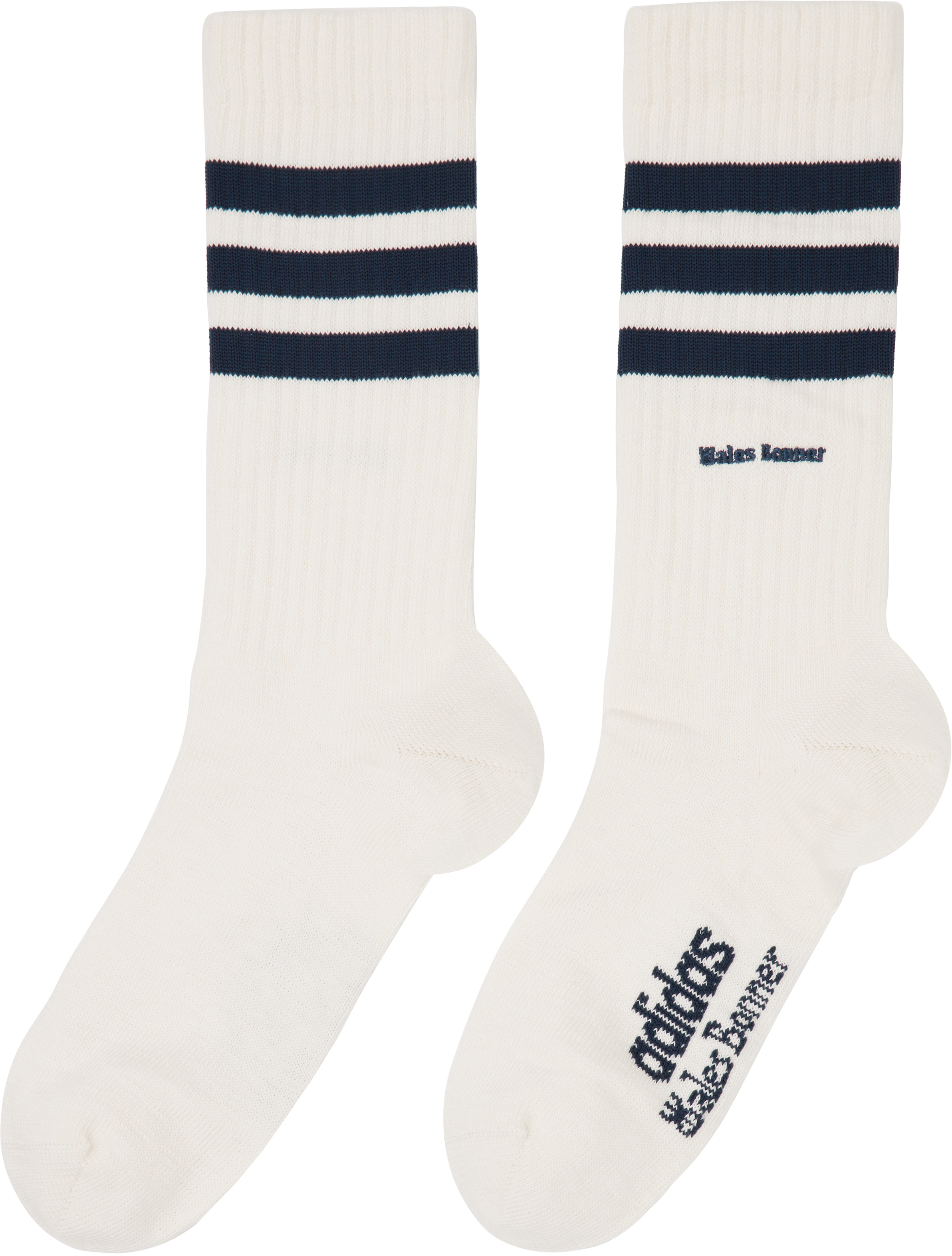 Wales Bonner Two-pack Off-white & Navy Adidas Originals Edition 3-stripes Socks In Multi