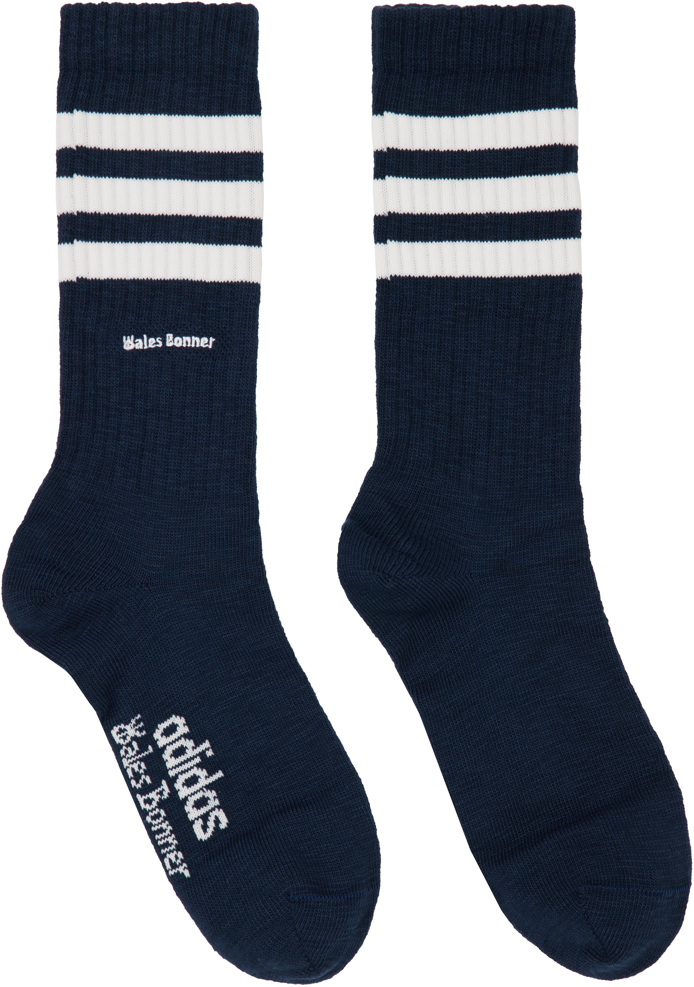 Wales Bonner Two-pack Off-white & Navy Adidas Originals Edition 3-stripes Socks In Multi