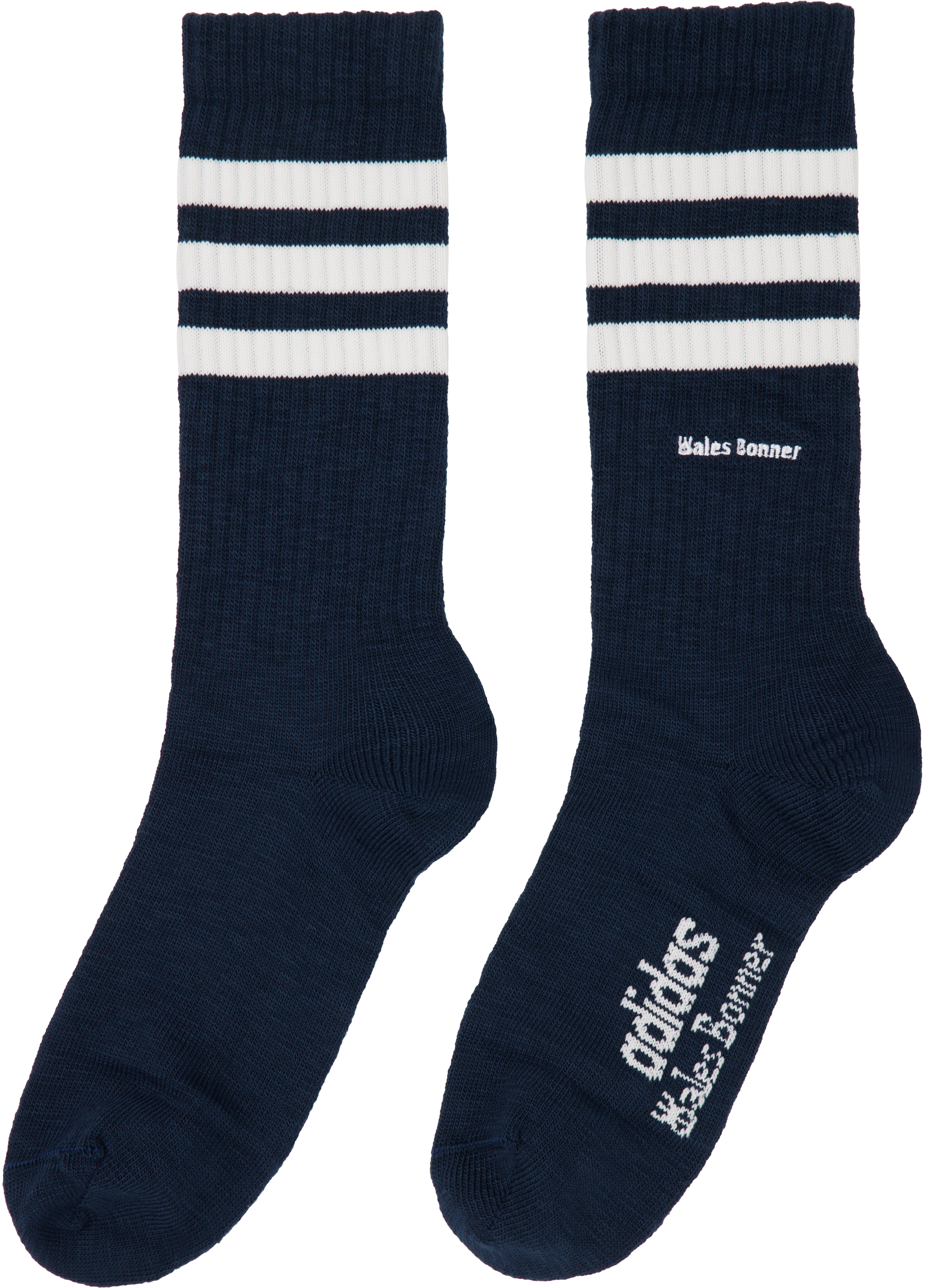 Wales Bonner Two-pack Off-white & Navy Adidas Originals Edition 3-stripes Socks In Multi