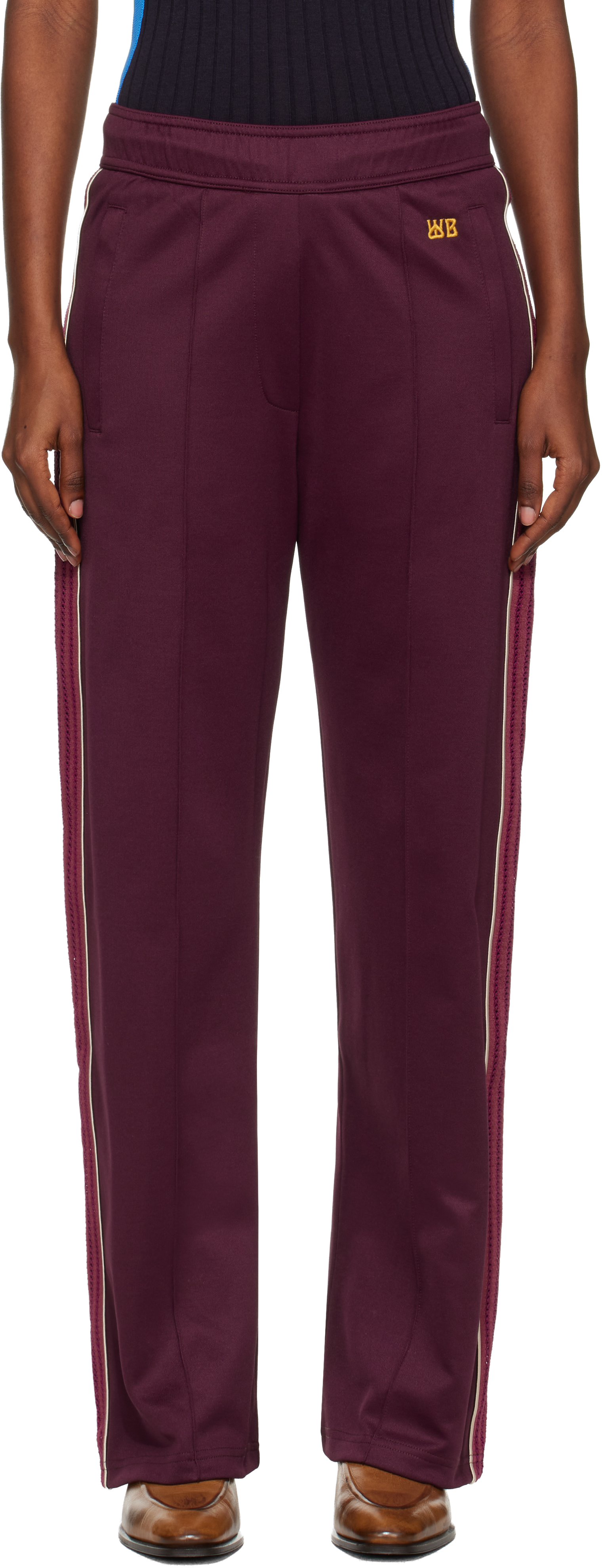 Burgundy 'The Mantra' Track Pants by Wales Bonner on Sale