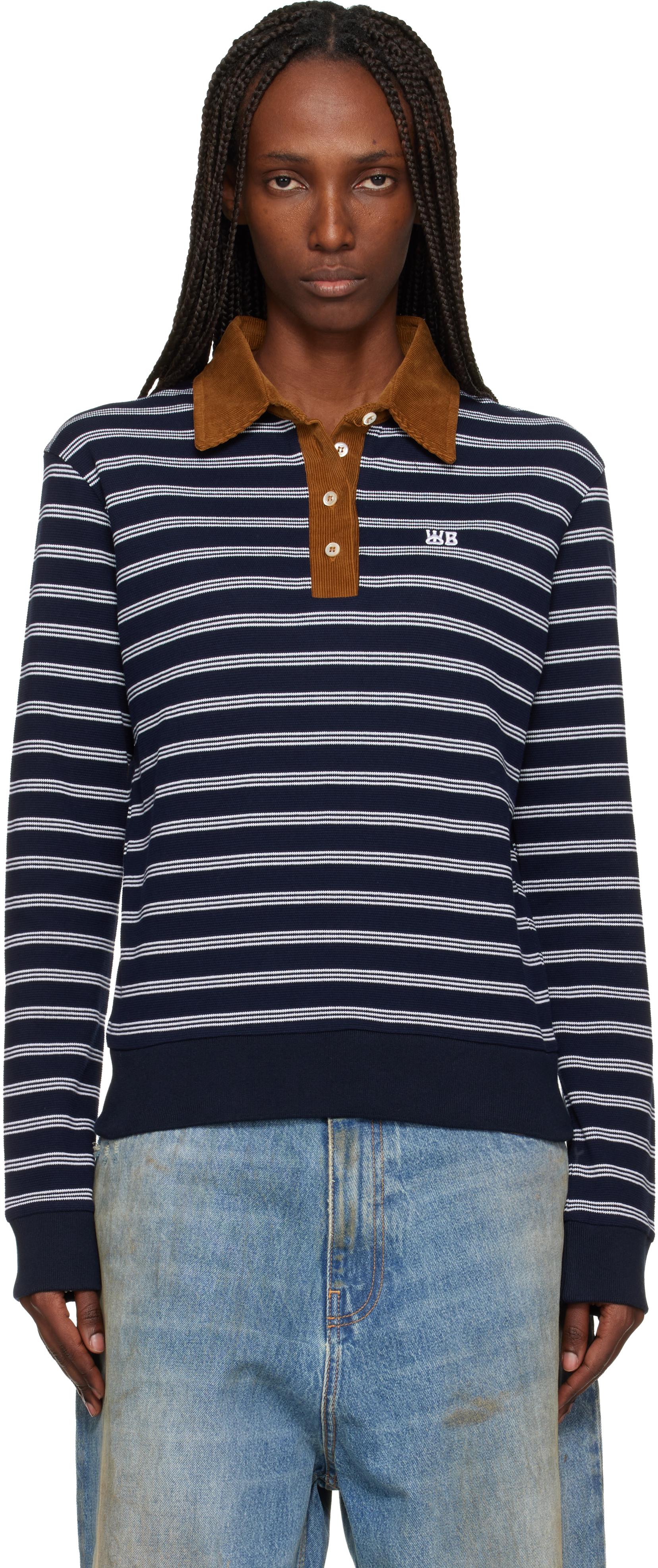 Navy 'The Reflect' Polo by Wales Bonner on Sale