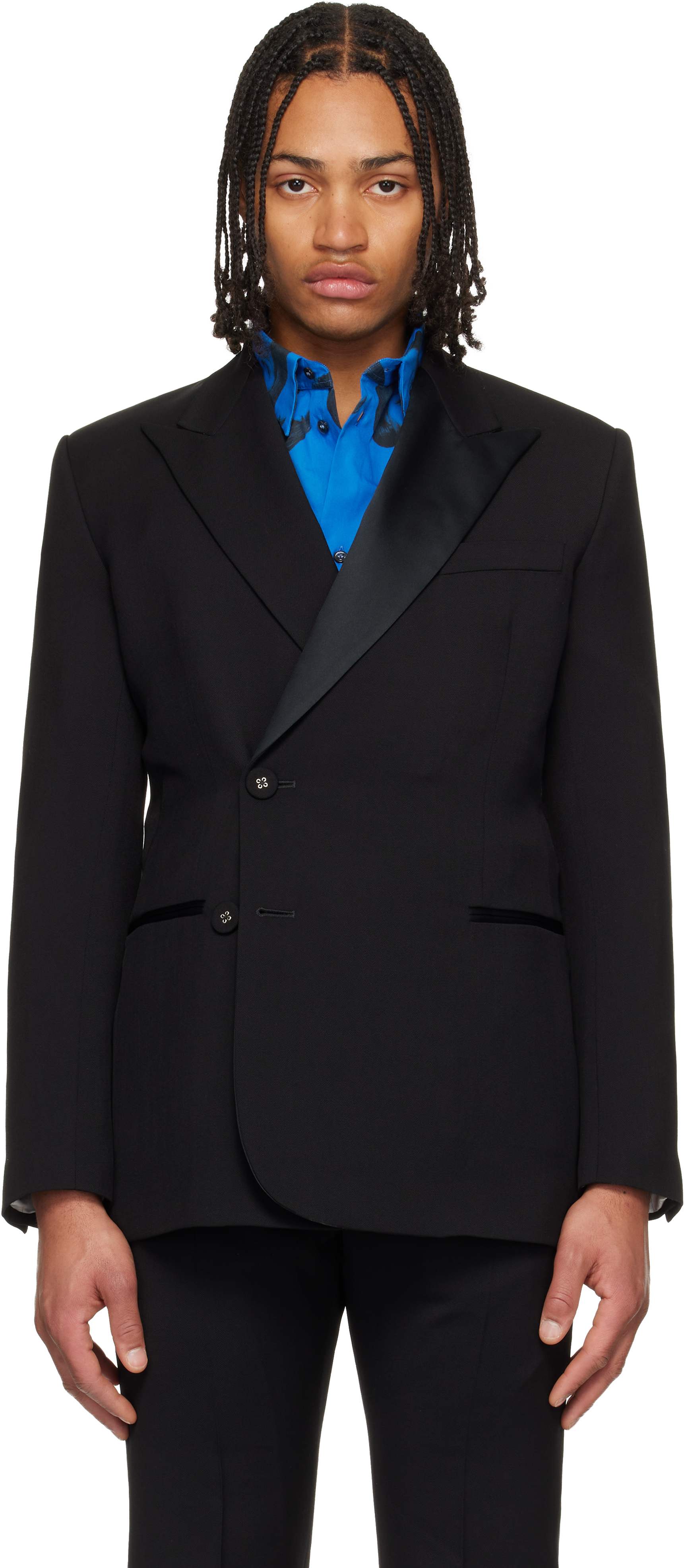 Wales Bonner: Black 'The Rise Tuxedo' Blazer | SSENSE
