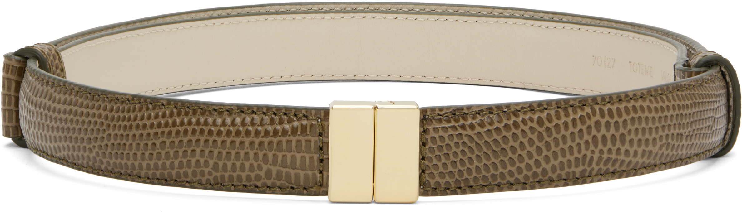 Taupe Slide Clasp Lizard-Embossed Belt