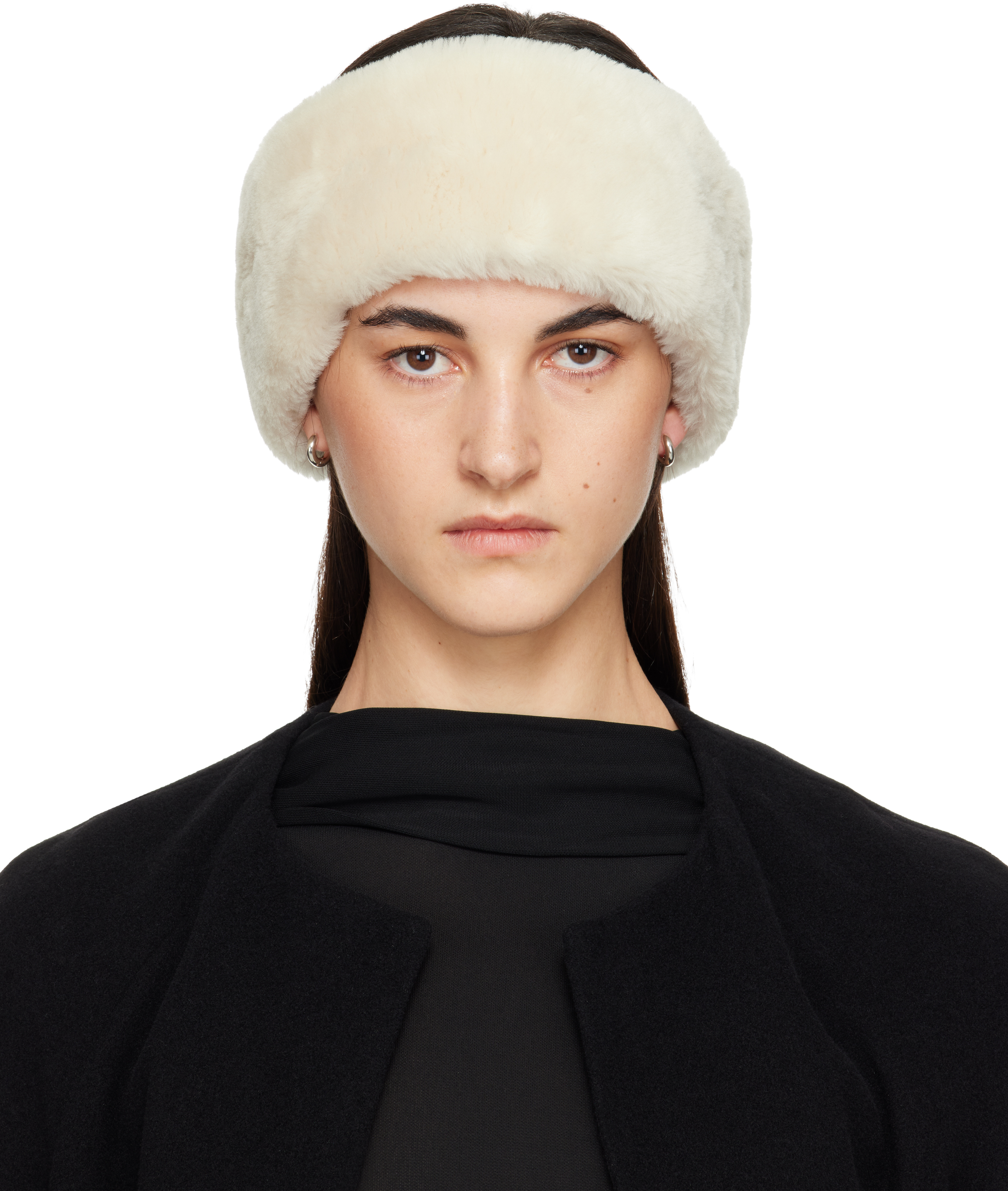 Totême Off-white Double-sided Shearling Headband In Neutral
