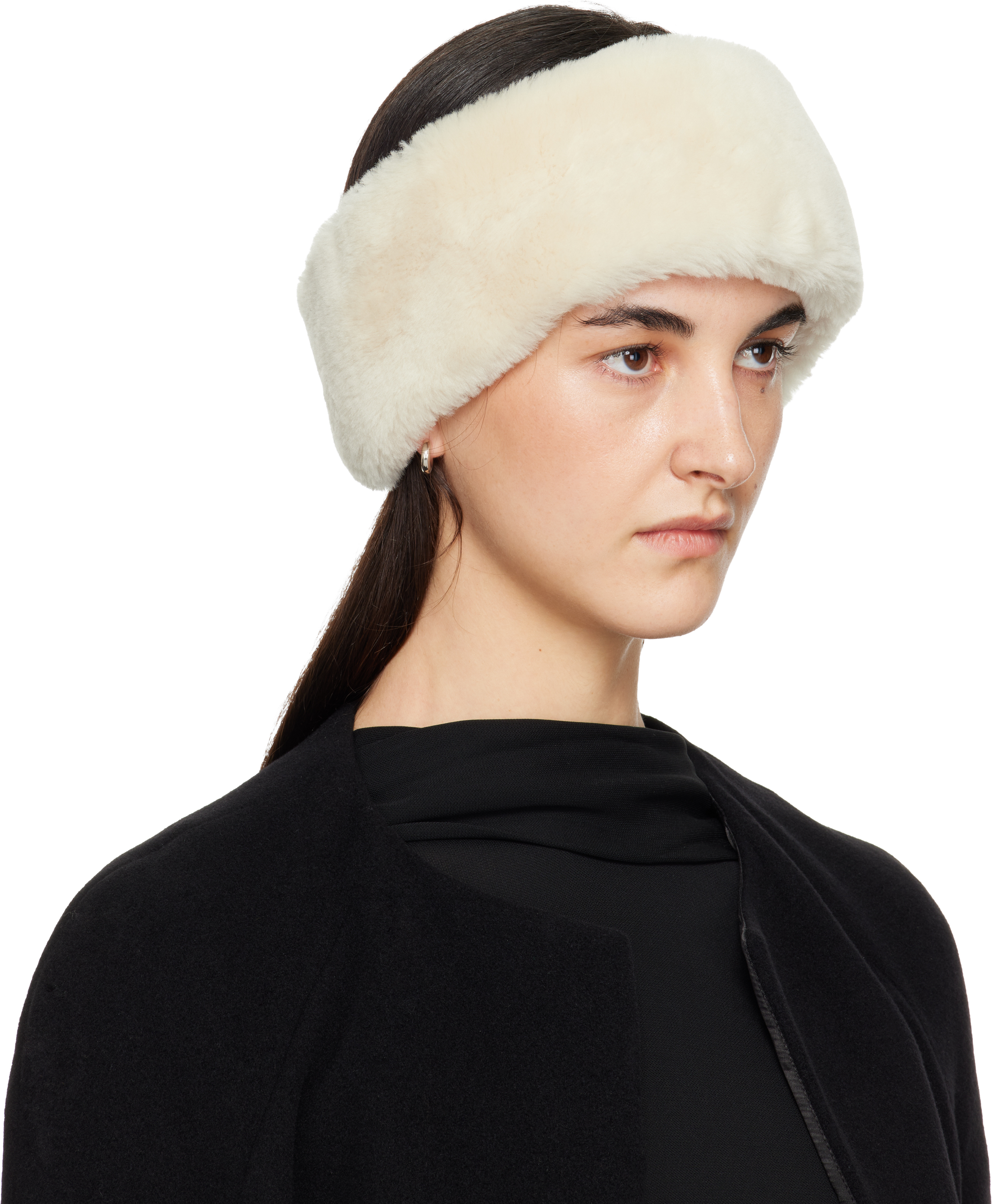 Totême Off-white Double-sided Shearling Headband In Neutral