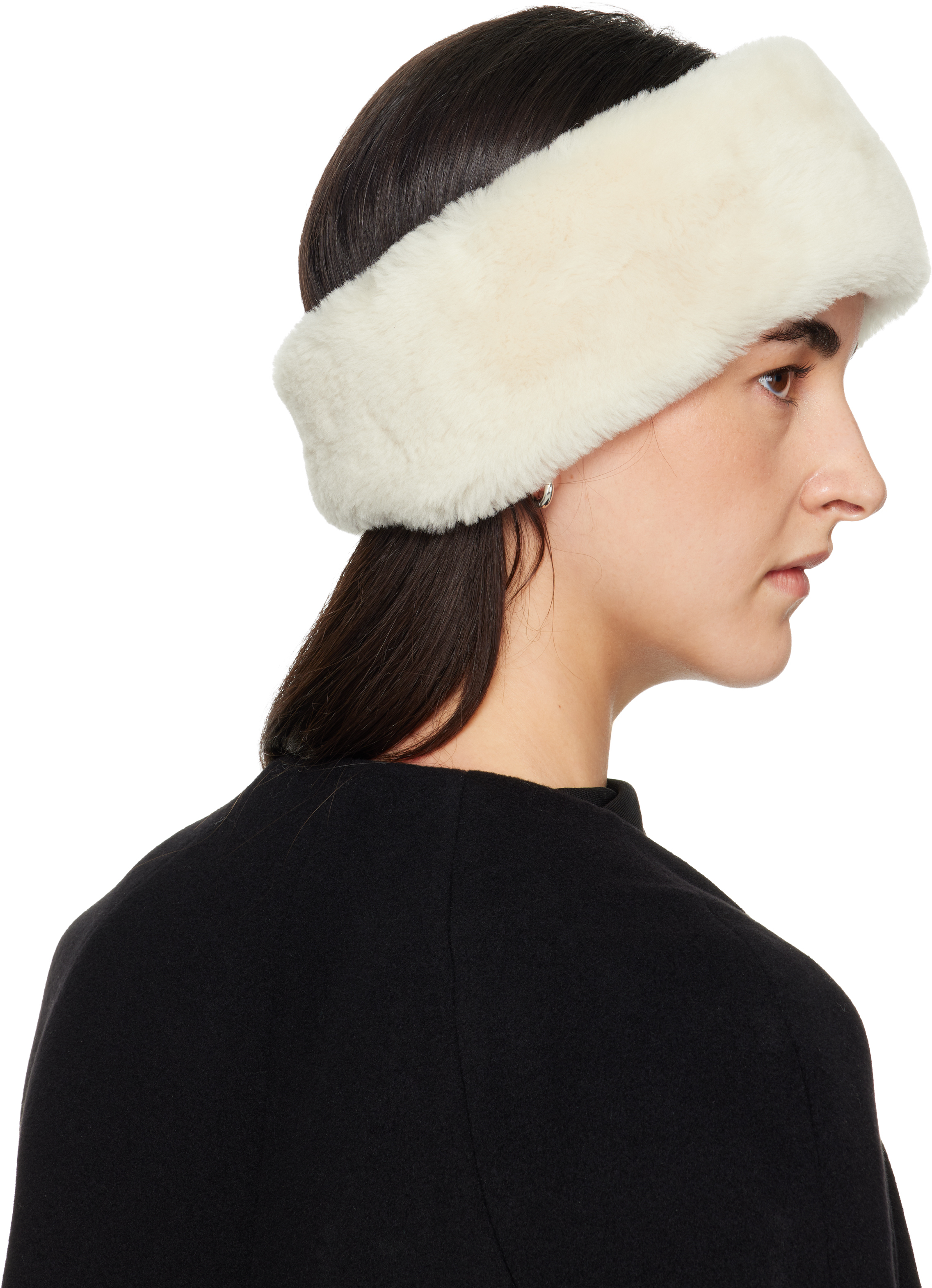 Totême Off-white Double-sided Shearling Headband In Neutral
