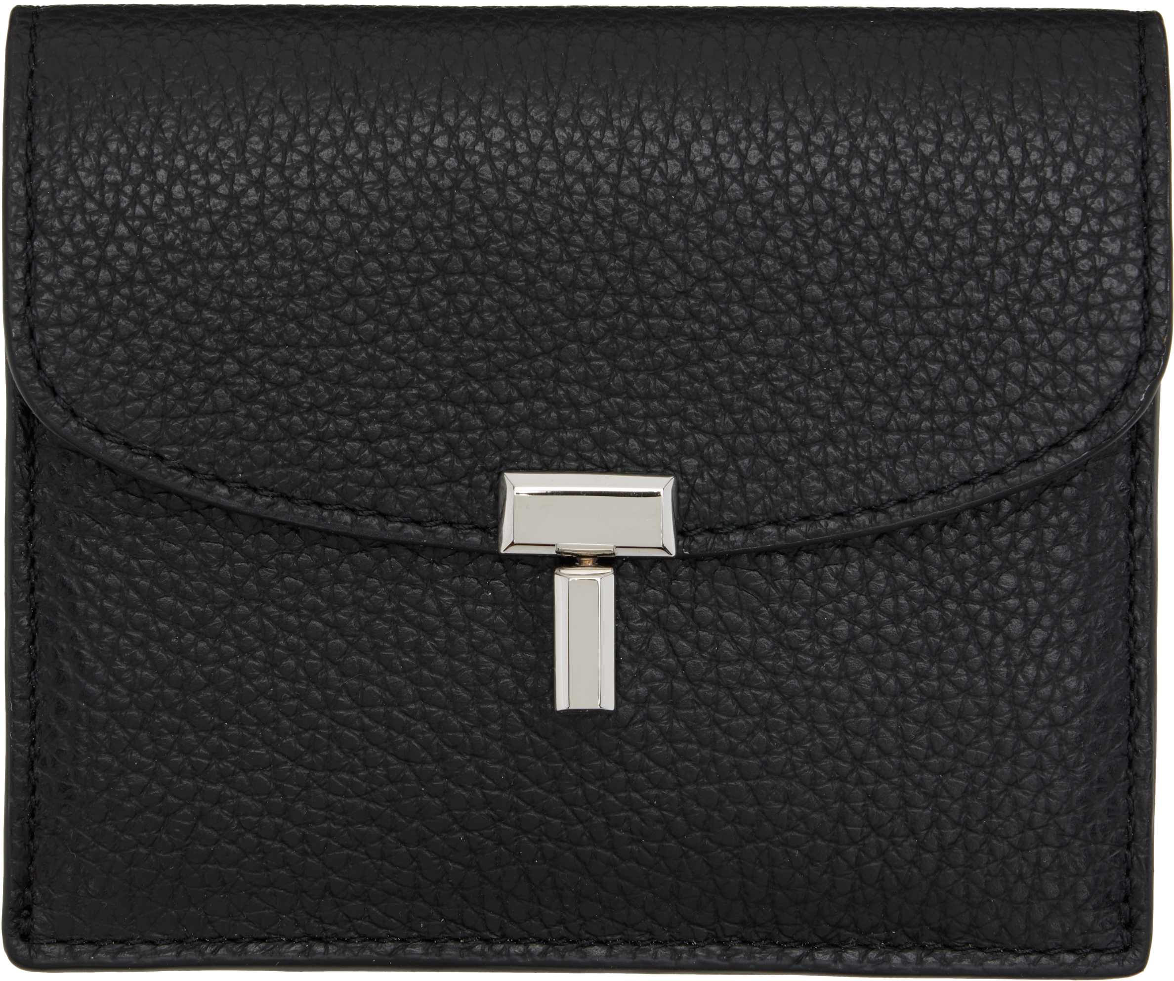 Black T-Lock Grained-Leather Card Holder