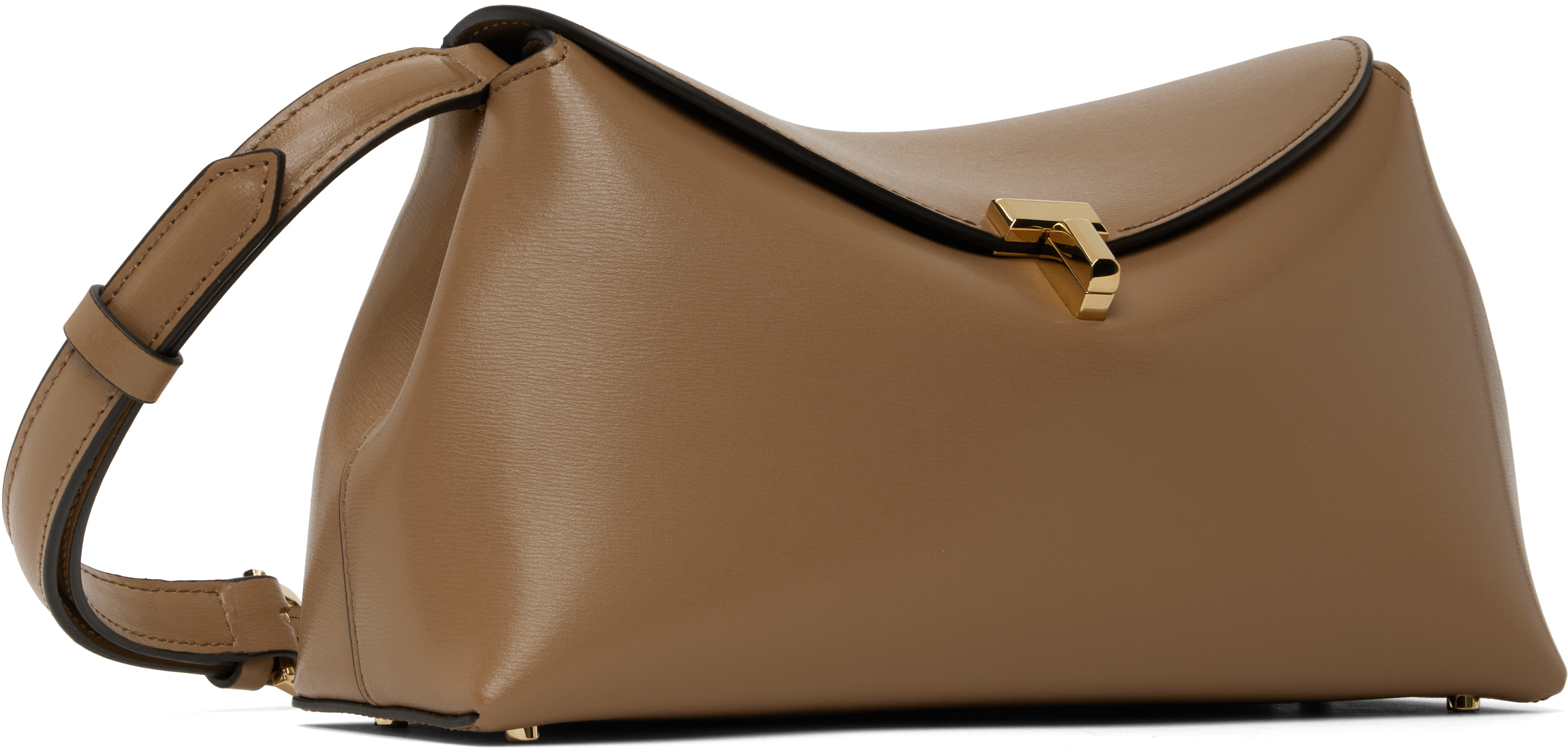 Totême Taupe T-lock Leather Clutch