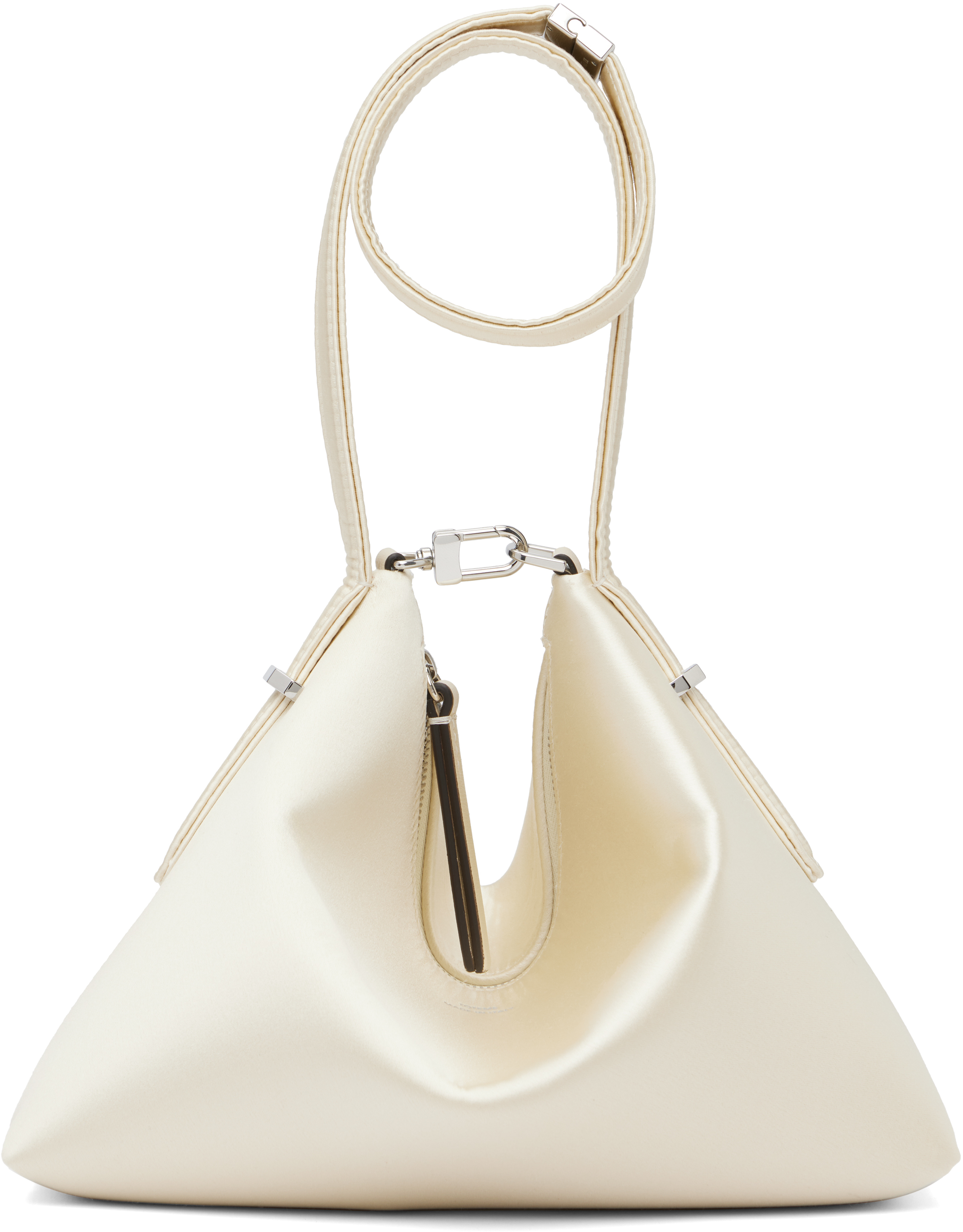 Off-White Bevel Satin Wristlet Clutch