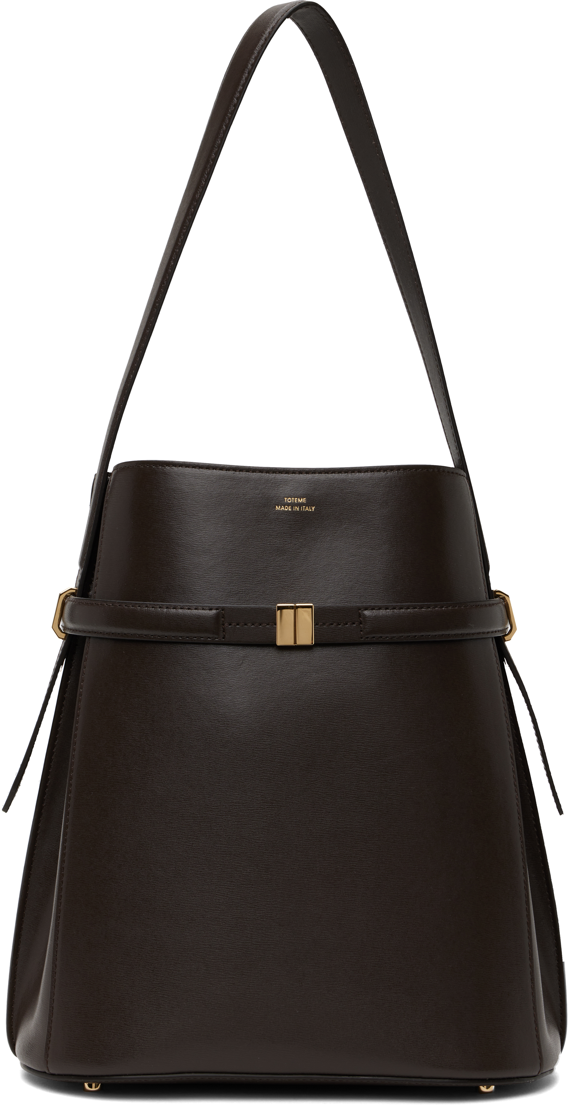 Totême Brown Belted Leather Bucket Bag