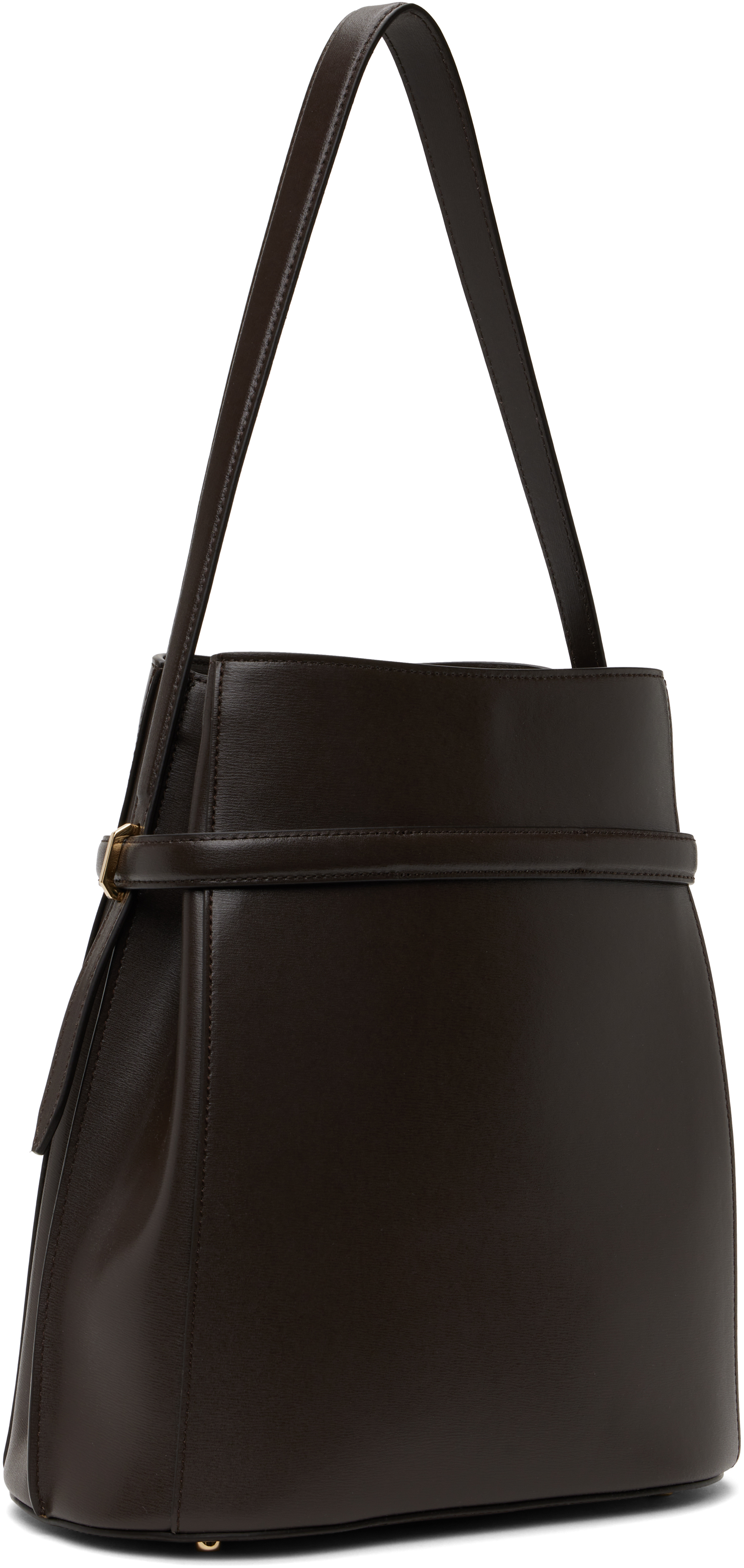 Totême Brown Belted Leather Bucket Bag