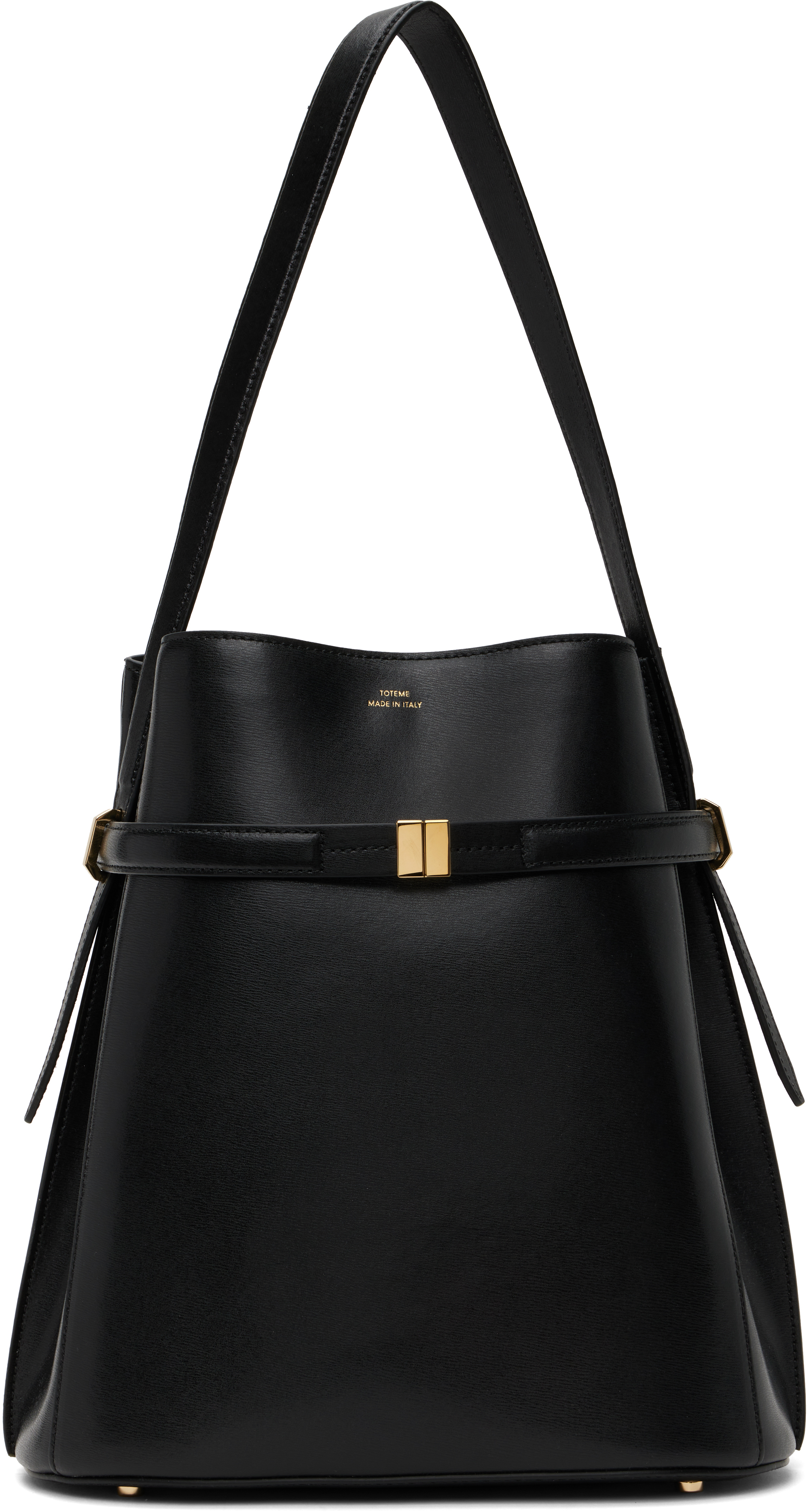 TOTEME BELTED トーテム ベルト レザー バッグ バケット TOTEME: ブラック ベルト レザー バケットバッグ | SSENSE 日本