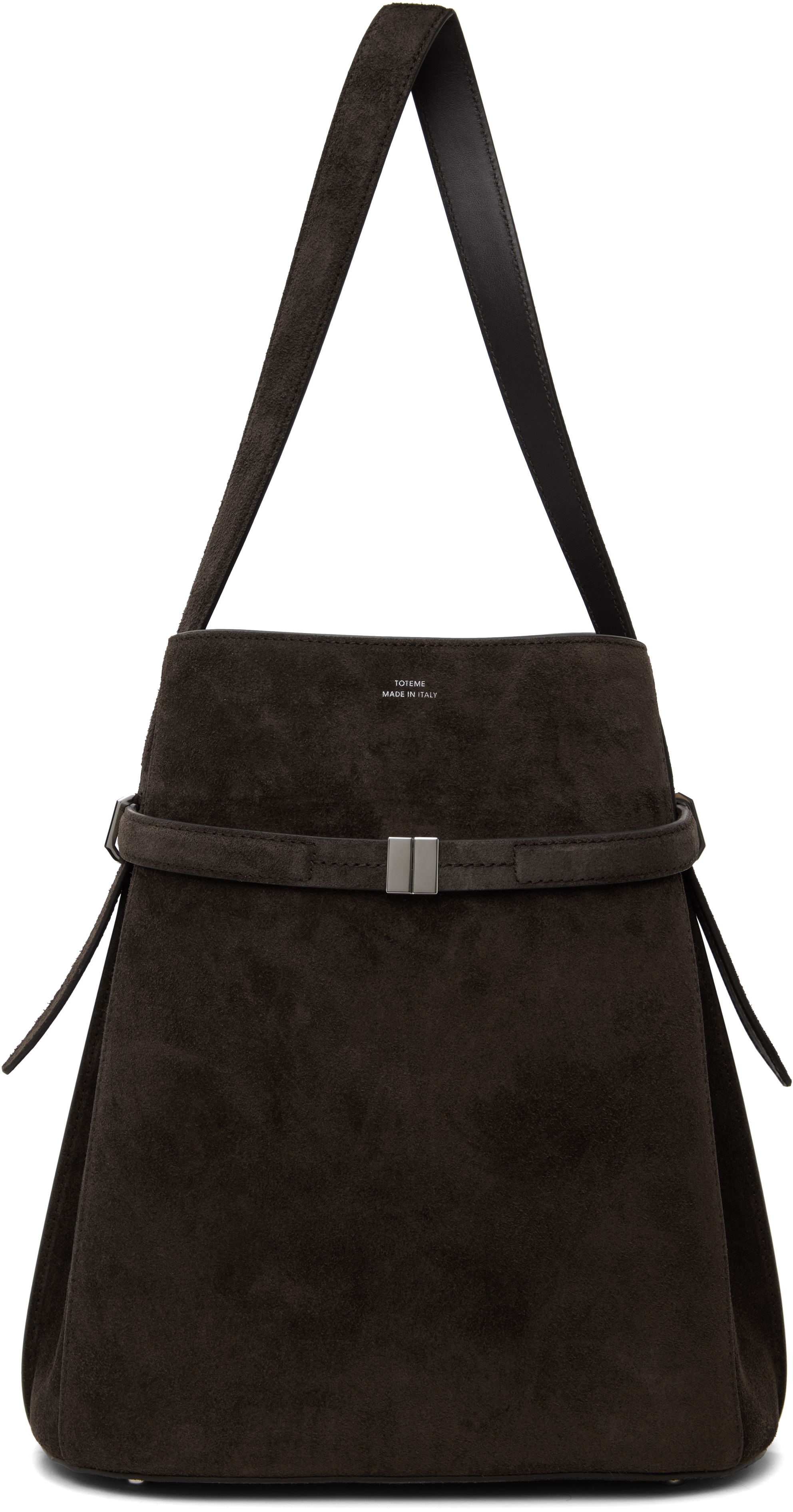 Totême Brown Belted Suede Bucket Bag