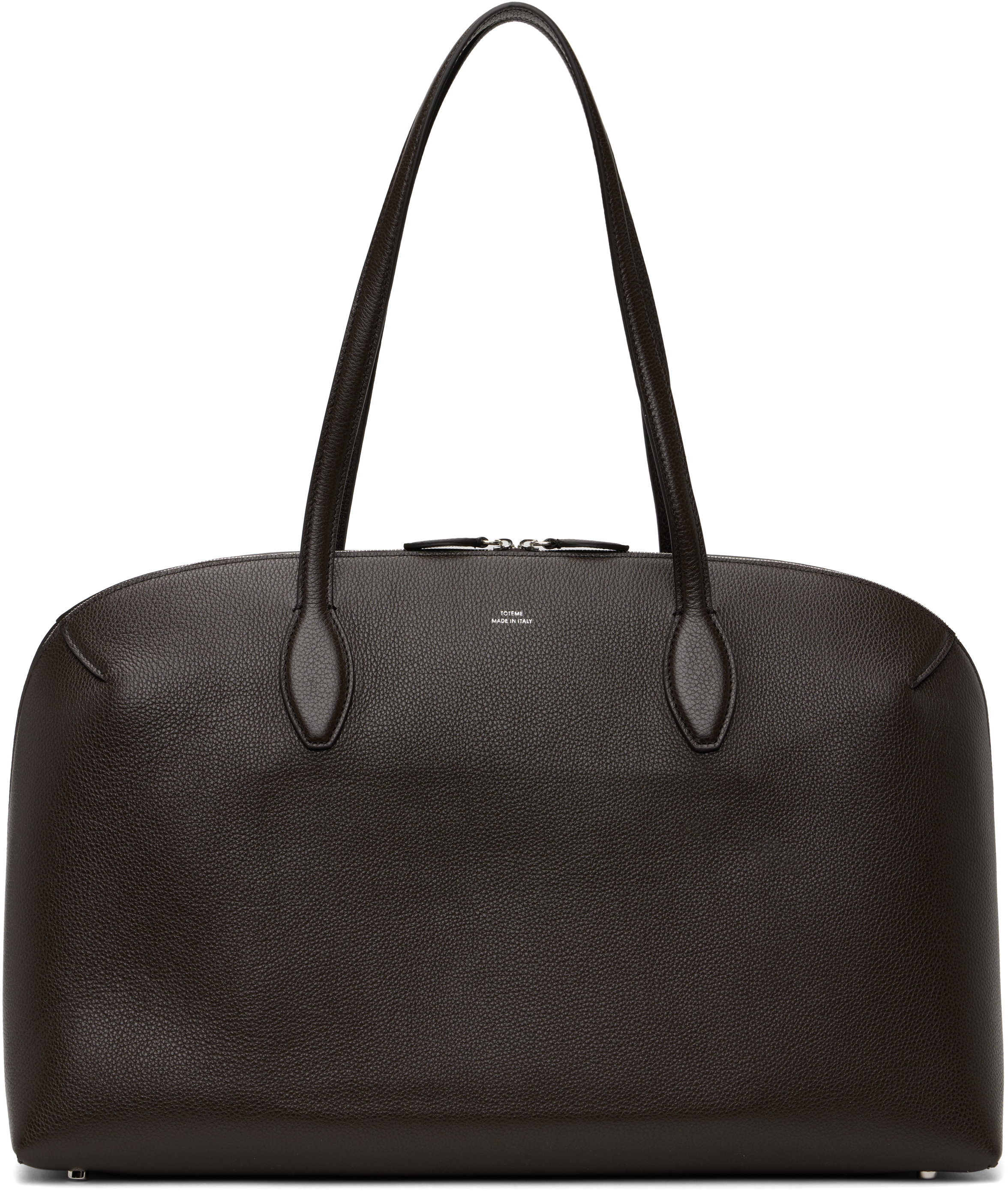 Brown Grained-Leather Day Tote
