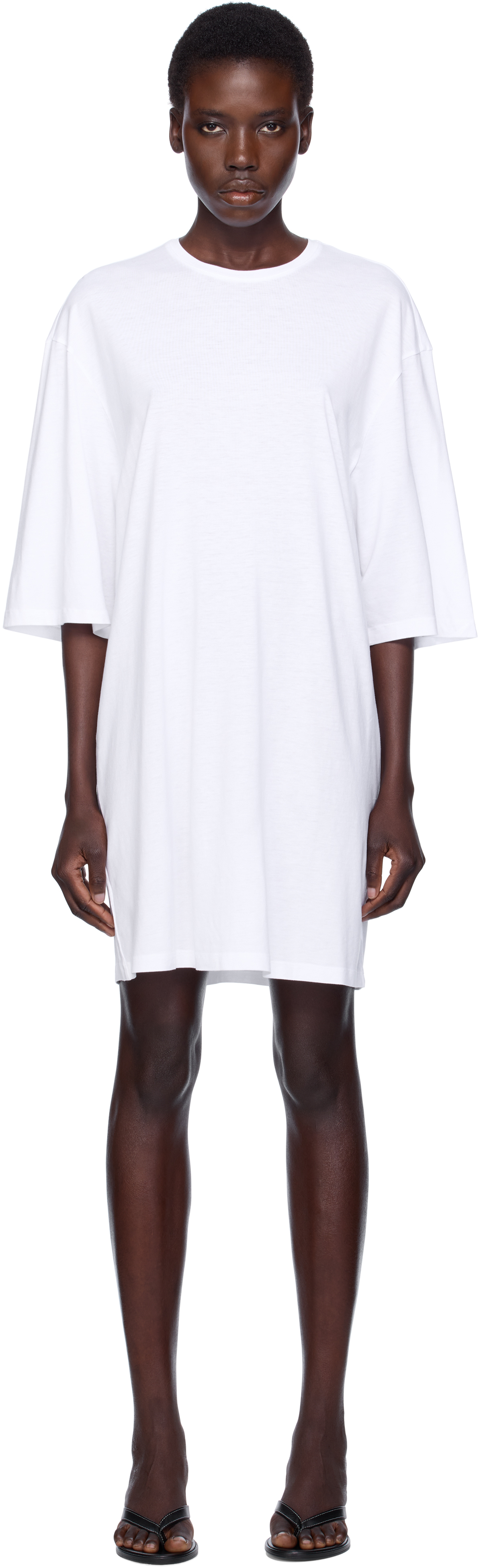 TOTEME: Robe t-shirt courte décontractée blanche SSENSE France