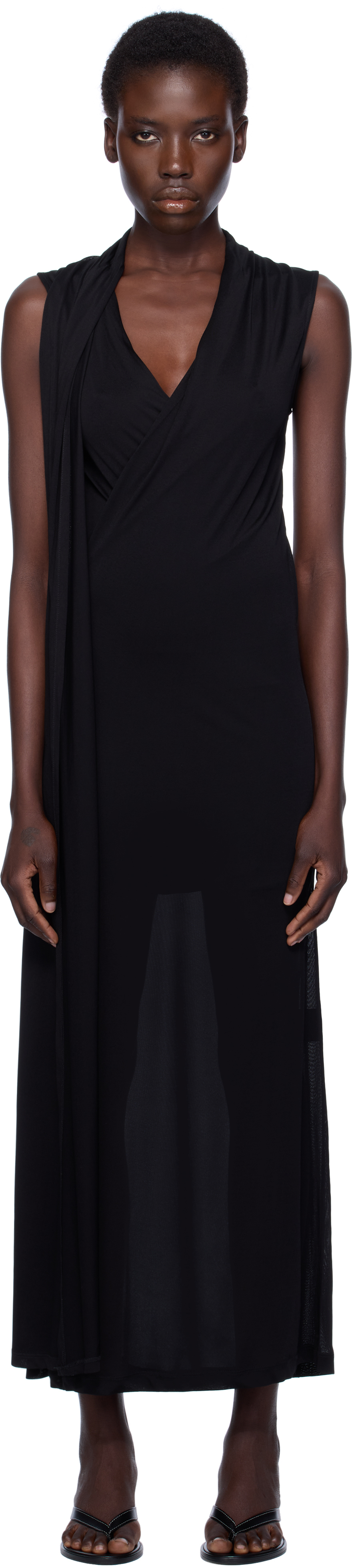 TOTEME: Black Overlapped Scarf Maxi Dress | SSENSE