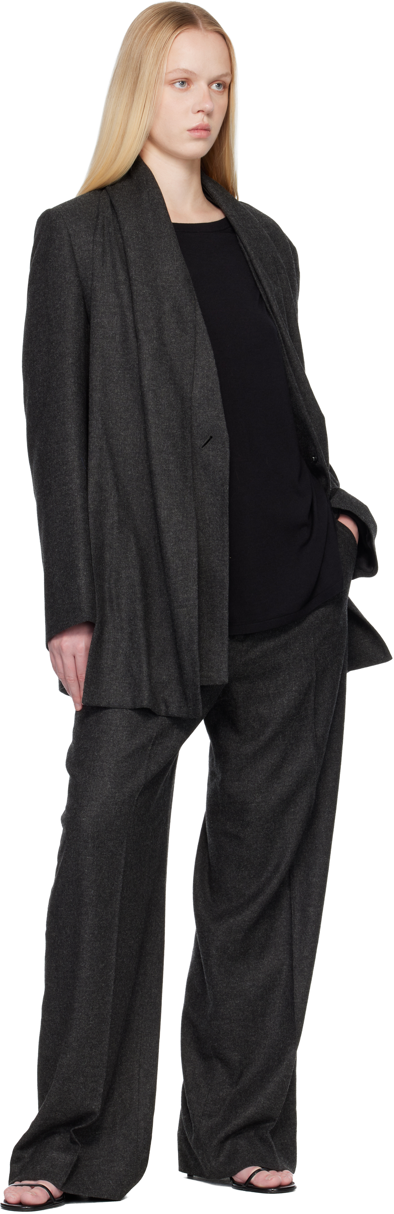 Totême Gray Scarf Blazer In Gray