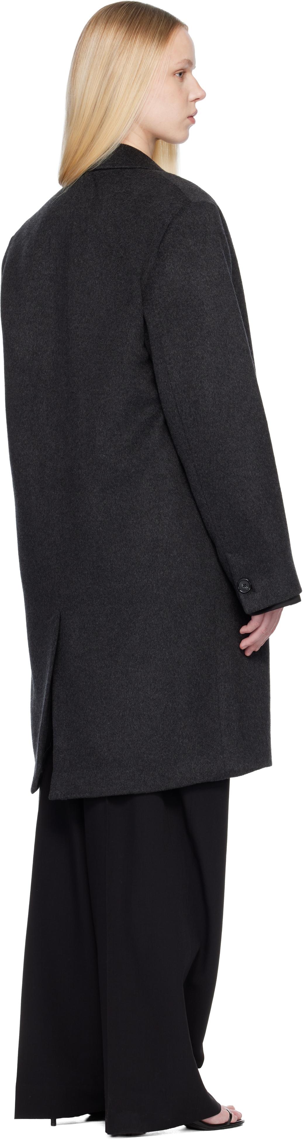 Totême Gray Double-breasted Cashmere Coat In Gray