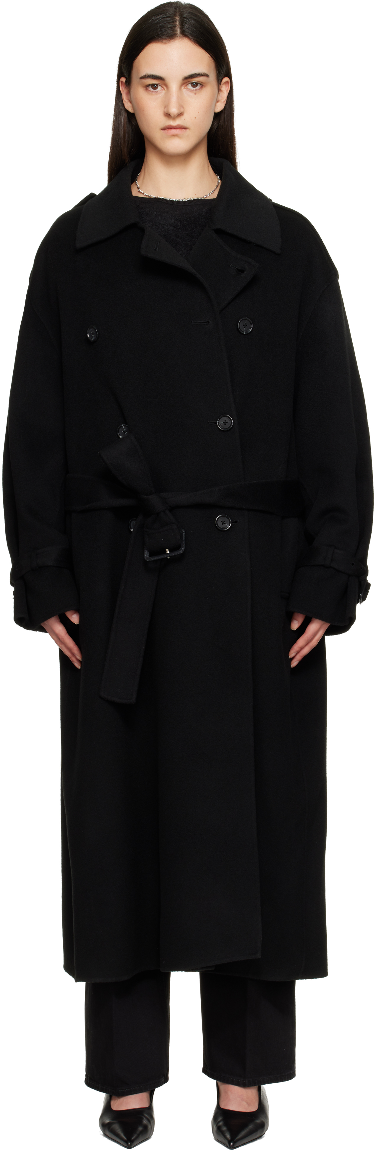 Totême Black Doublé Winter Trench Coat