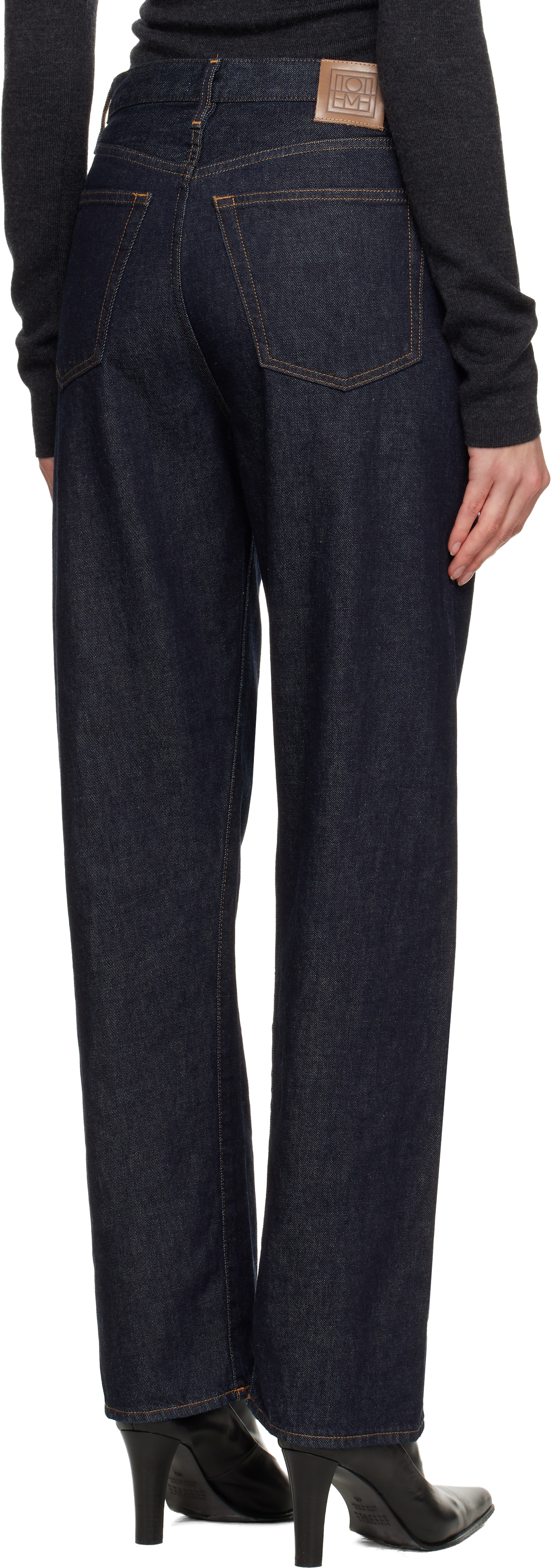 Totême Navy Twisted Seam Full Length Jeans In Blue