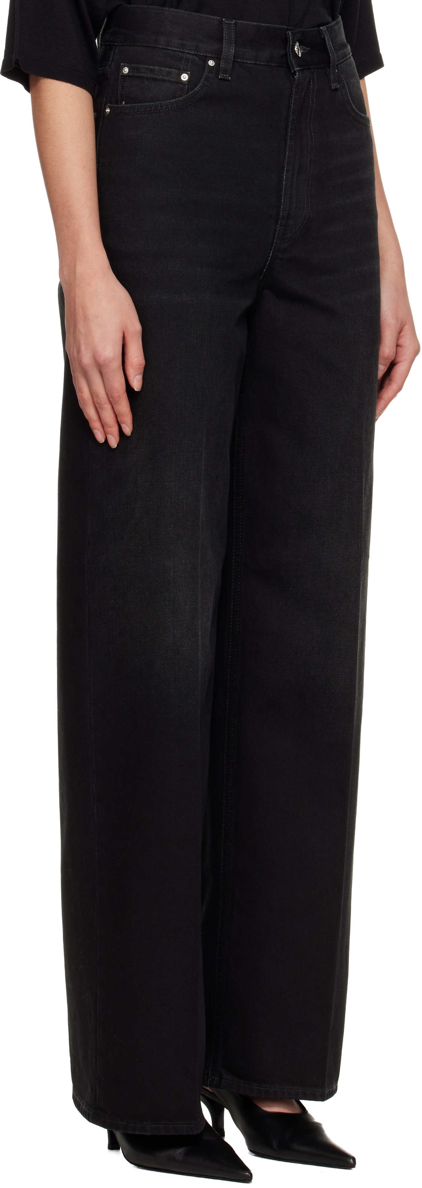 Totême Black Wide Leg Jeans In Black