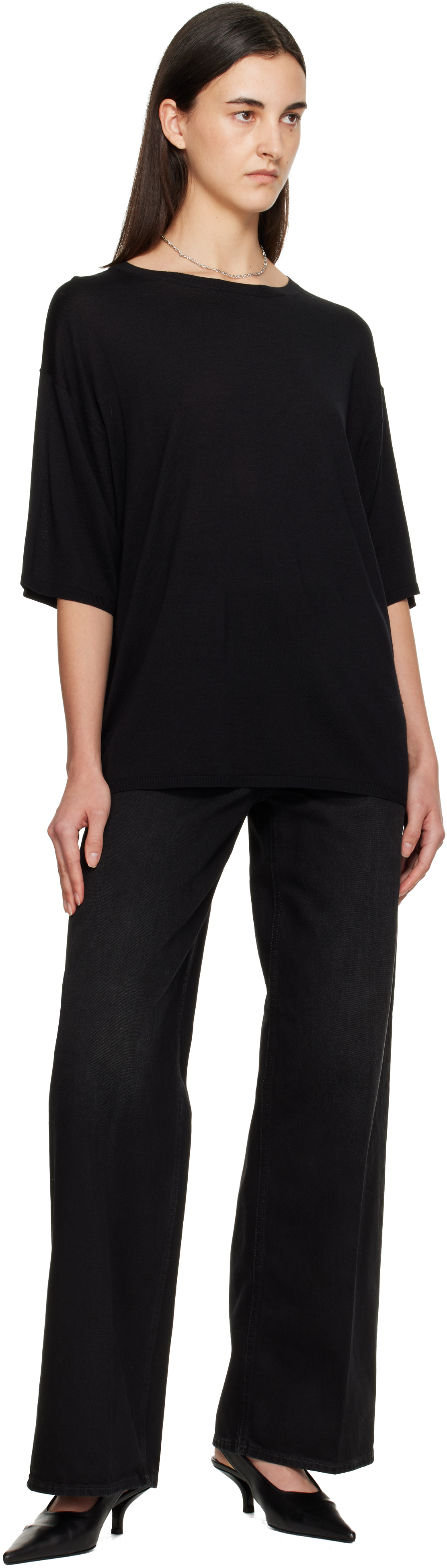 Totême Black Wide Leg Jeans In Black