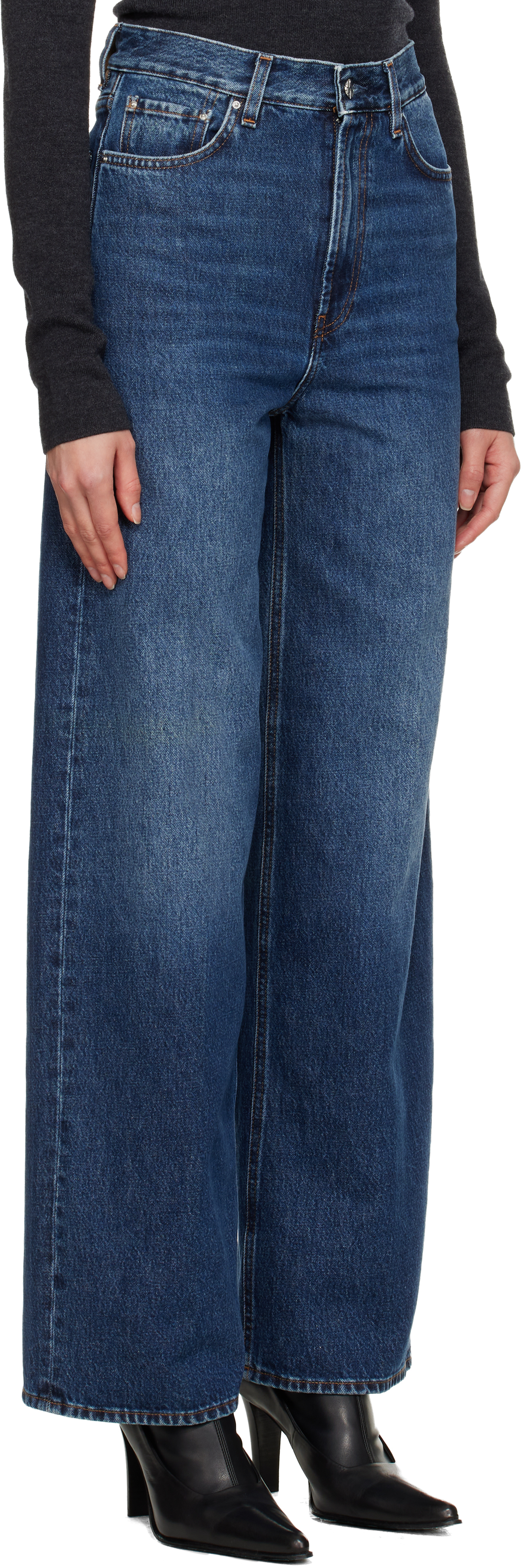 Totême Blue Wide Leg Jeans In Blue