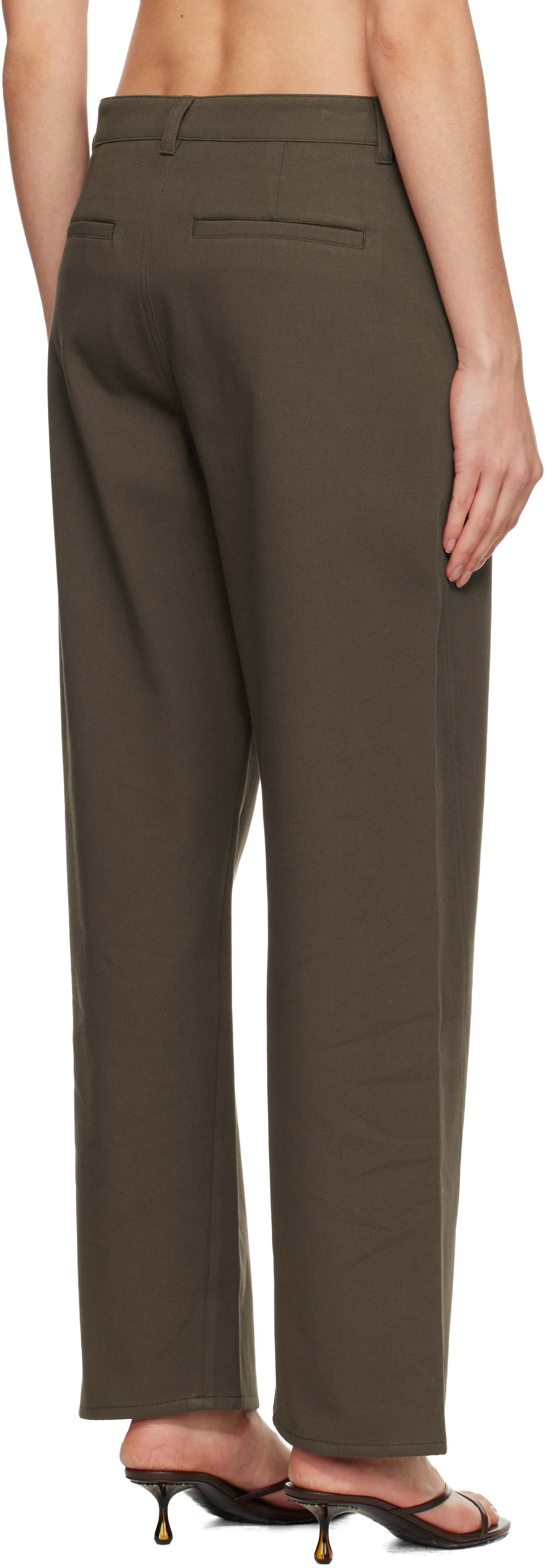 Totême Brown Relaxed Twisted Trousers In Black