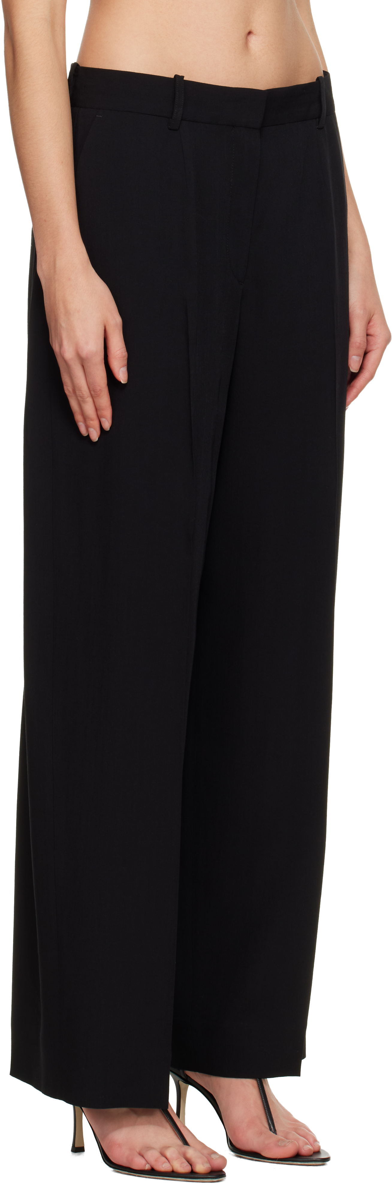 Totême Black Wide Fluid Trousers In Black