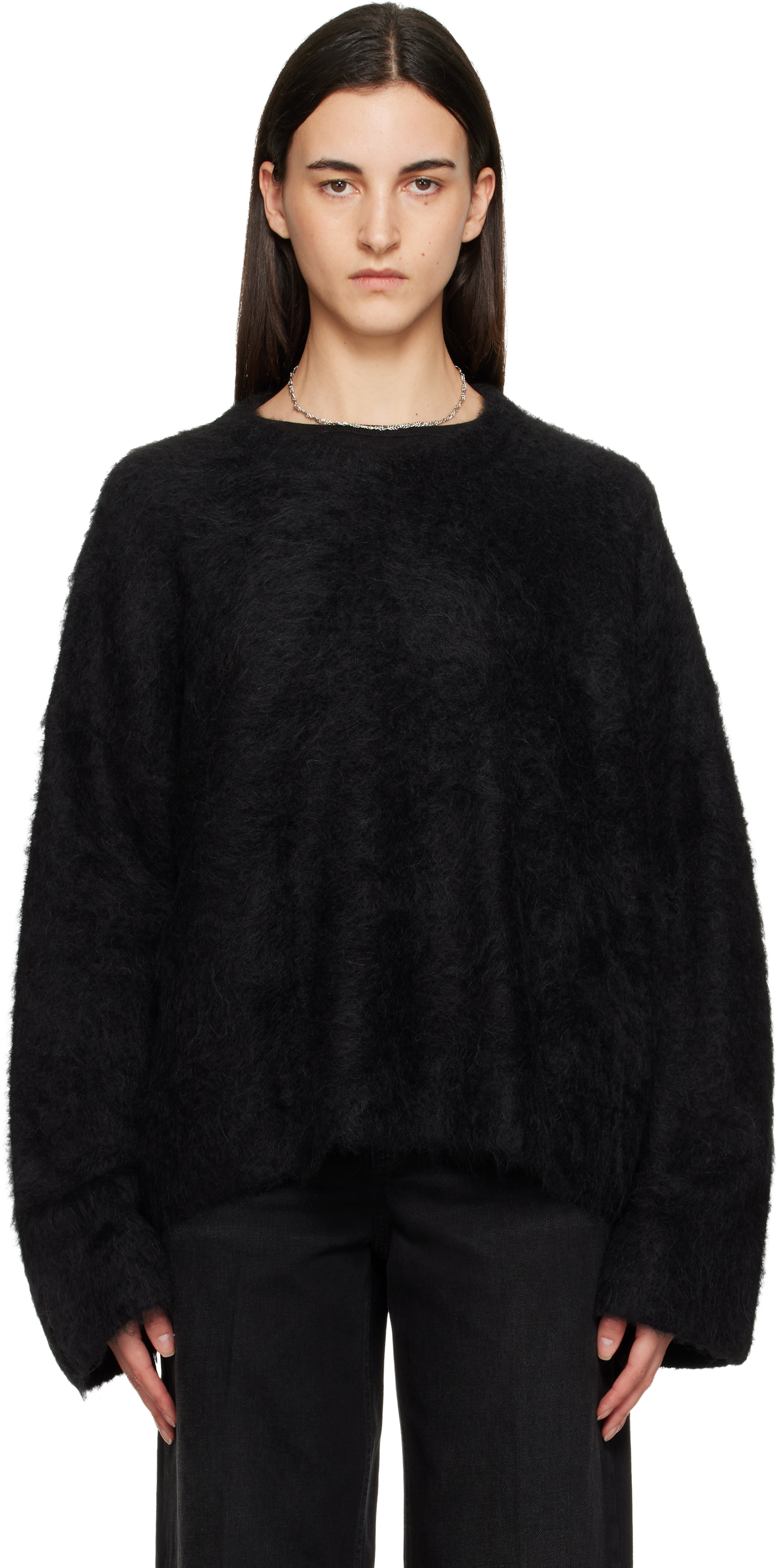 Totême Black Boxy Alpaca Knit Sweater