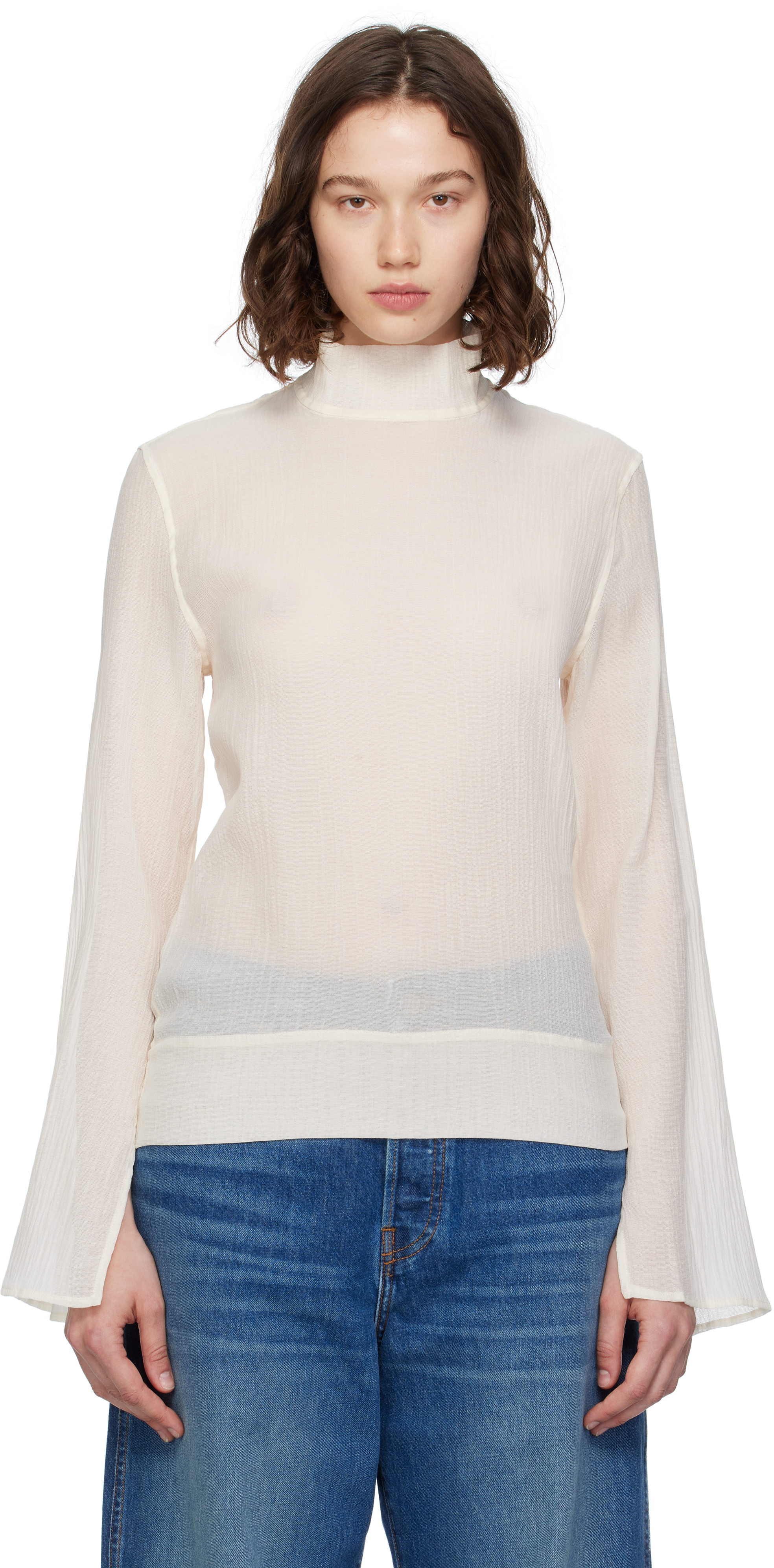 Off-White Slit Sleeve Blouse