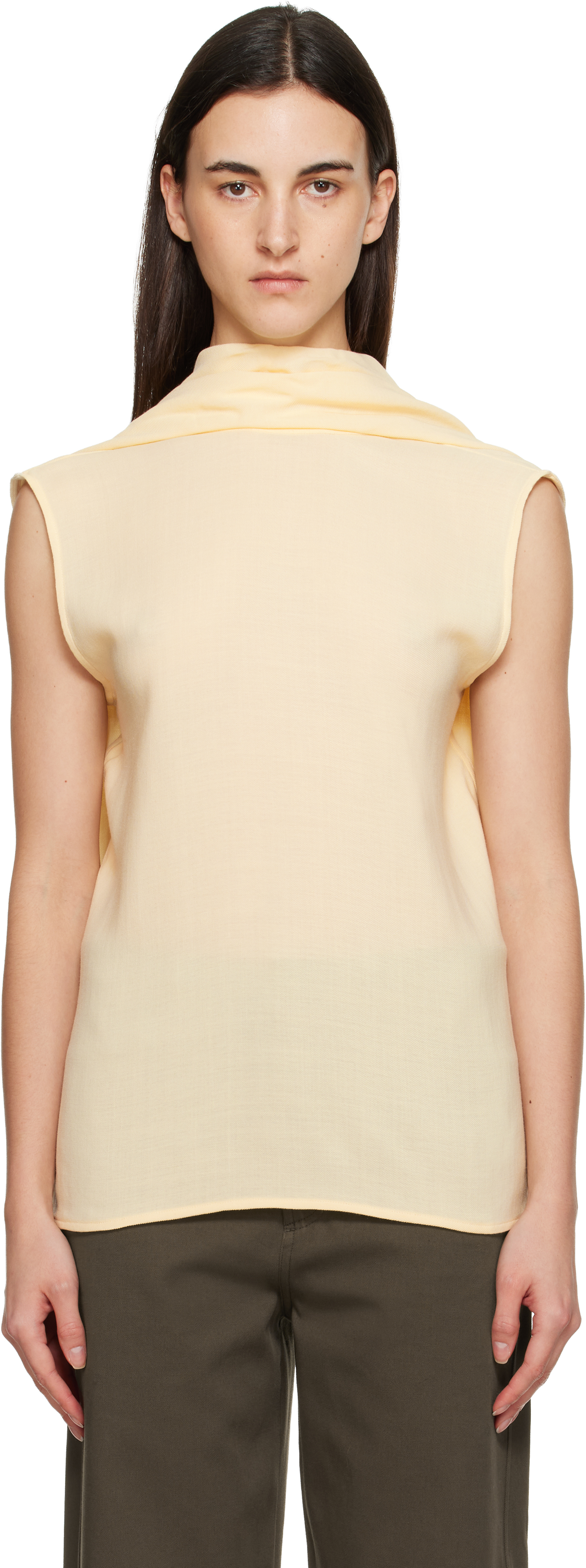 Totême Yellow Cocoon Cape Blouse In Gold