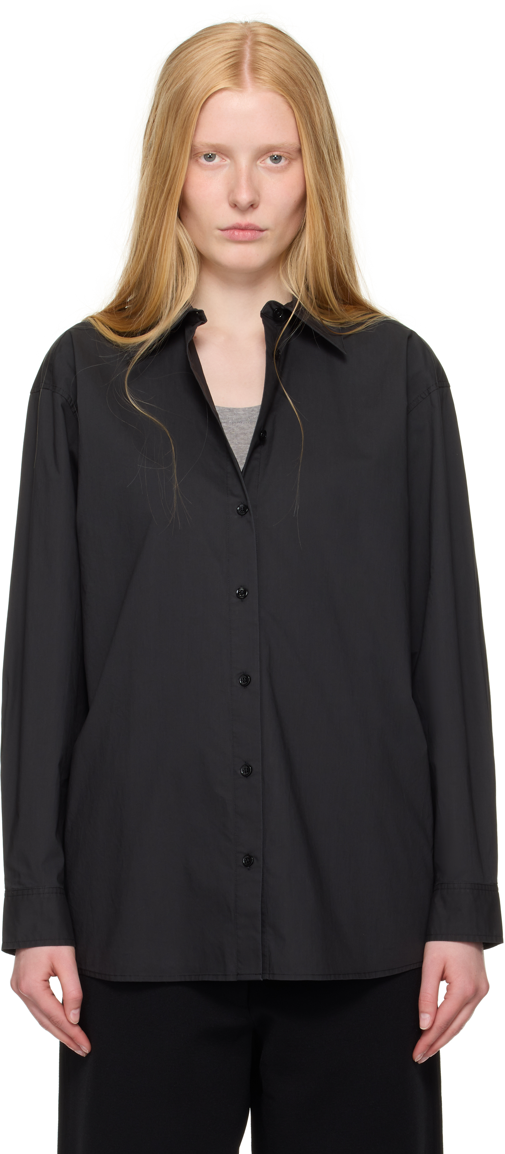 TOTEME Black Classic Tumbled Shirt