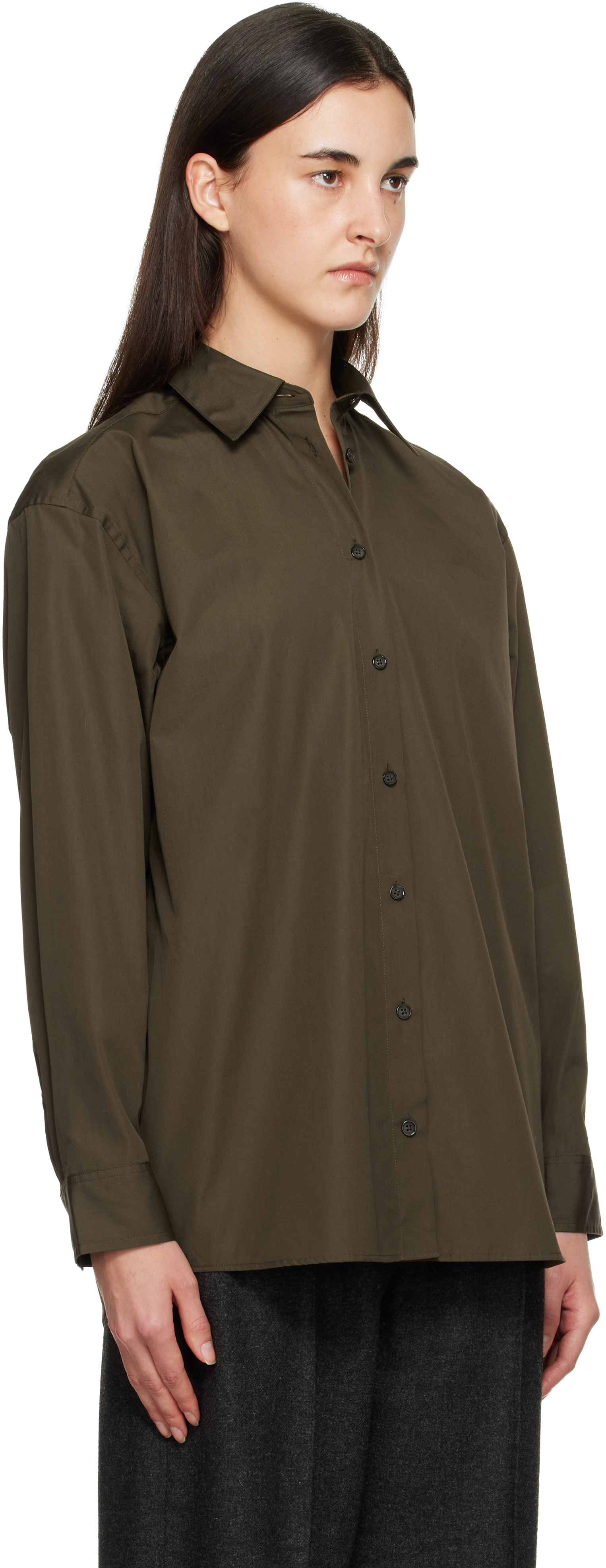 Totême Brown Classic Poplin Shirt In Black