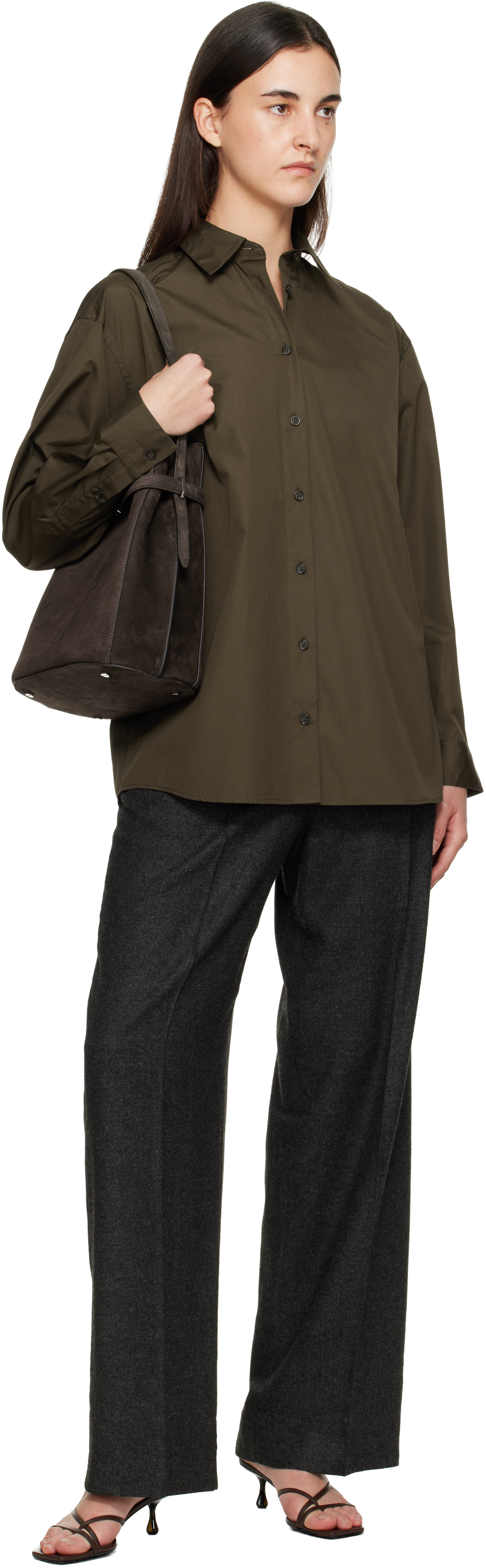 Totême Brown Classic Poplin Shirt In Black