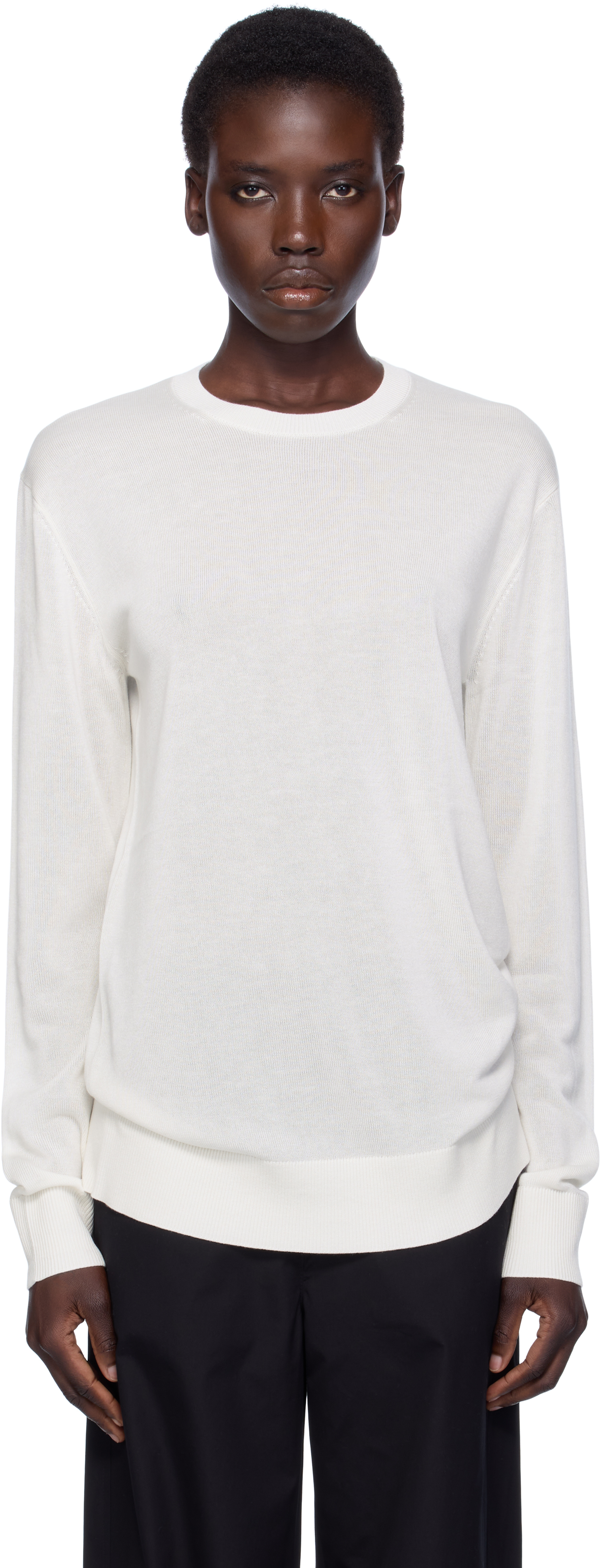 TOTEME White Long-Sleeve Knit T-shirt