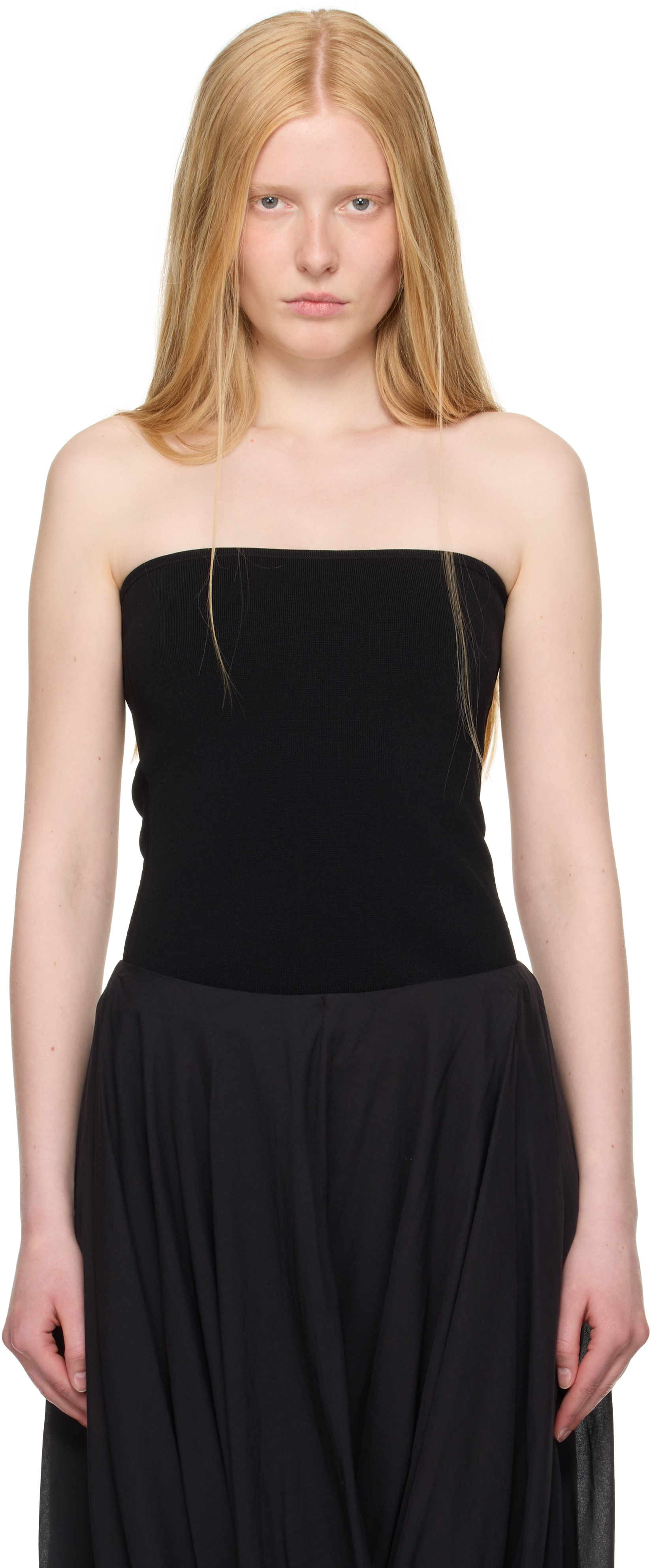 Black Compact Knit Tube Top by TOTEME on Sale