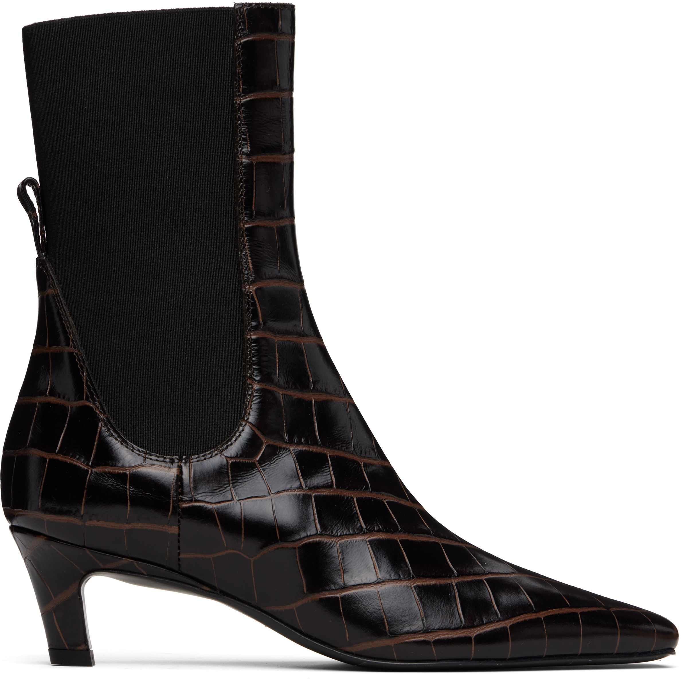 Totême Brown Croco-embossed Mid-heel Boots