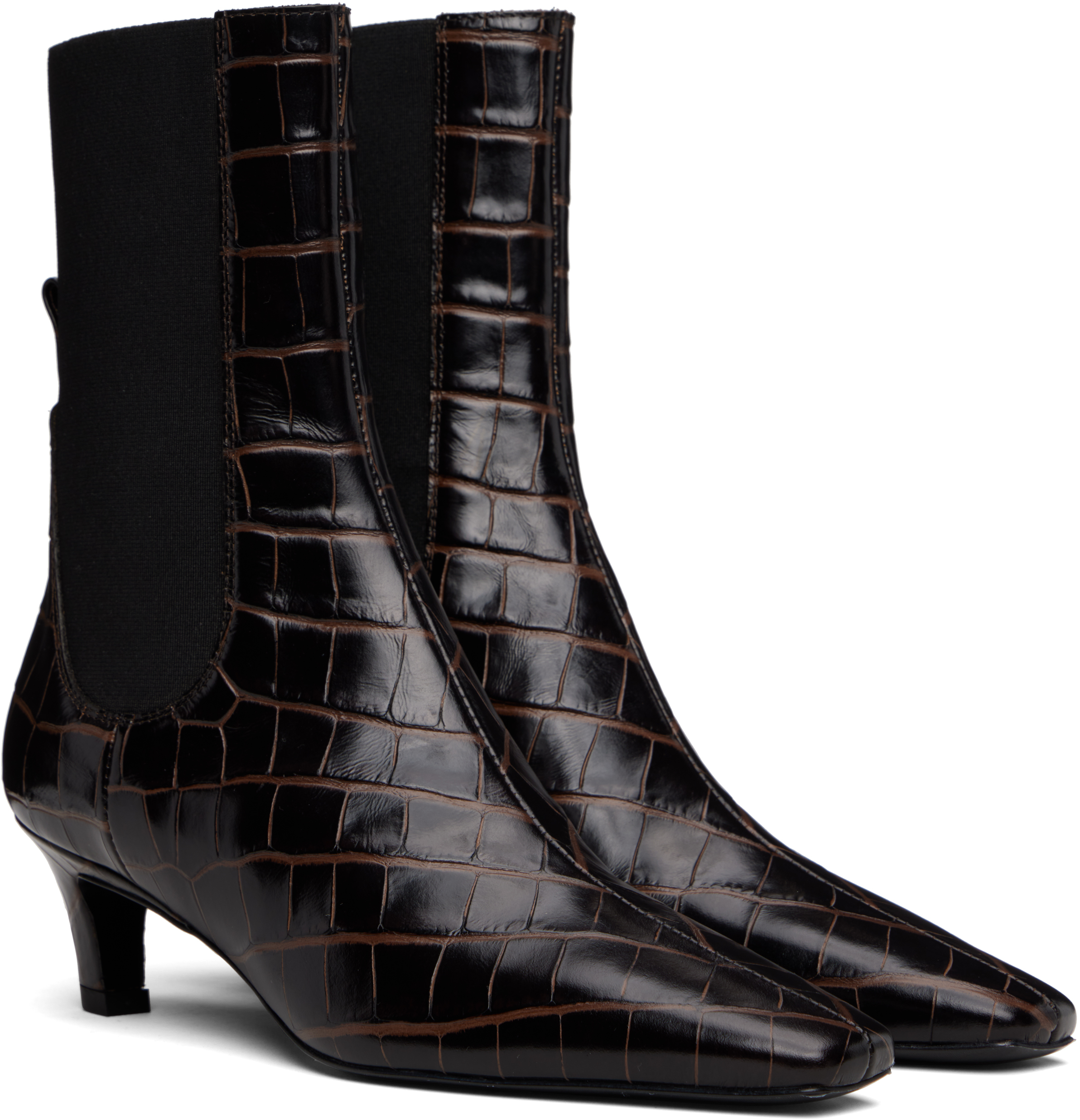 Totême Toteme Women The Mid Heel Boot Leather Boots With Croco Effect