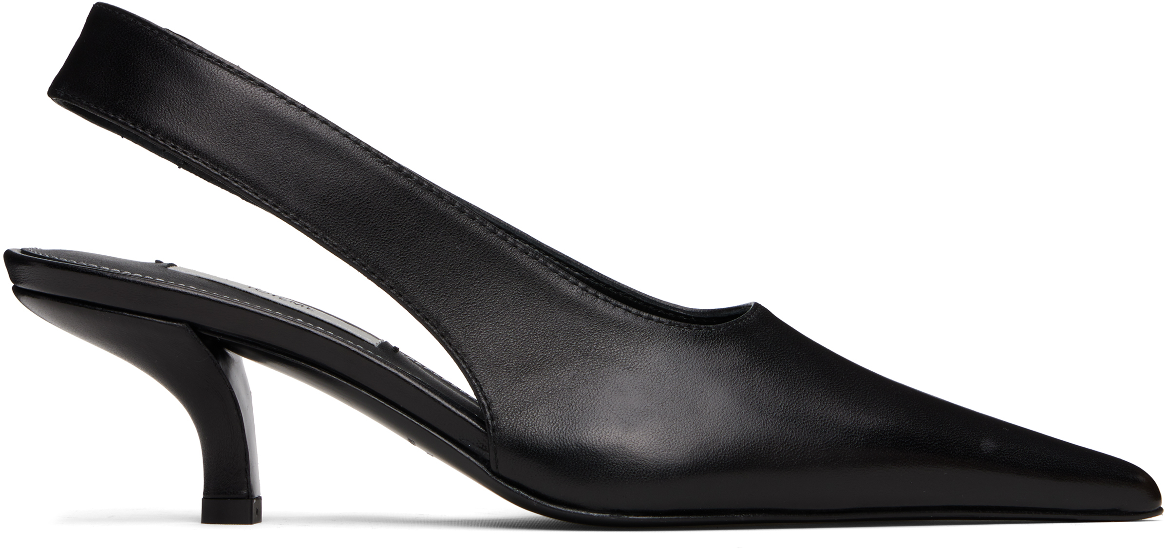 Black Classic Leather Slingback Heels