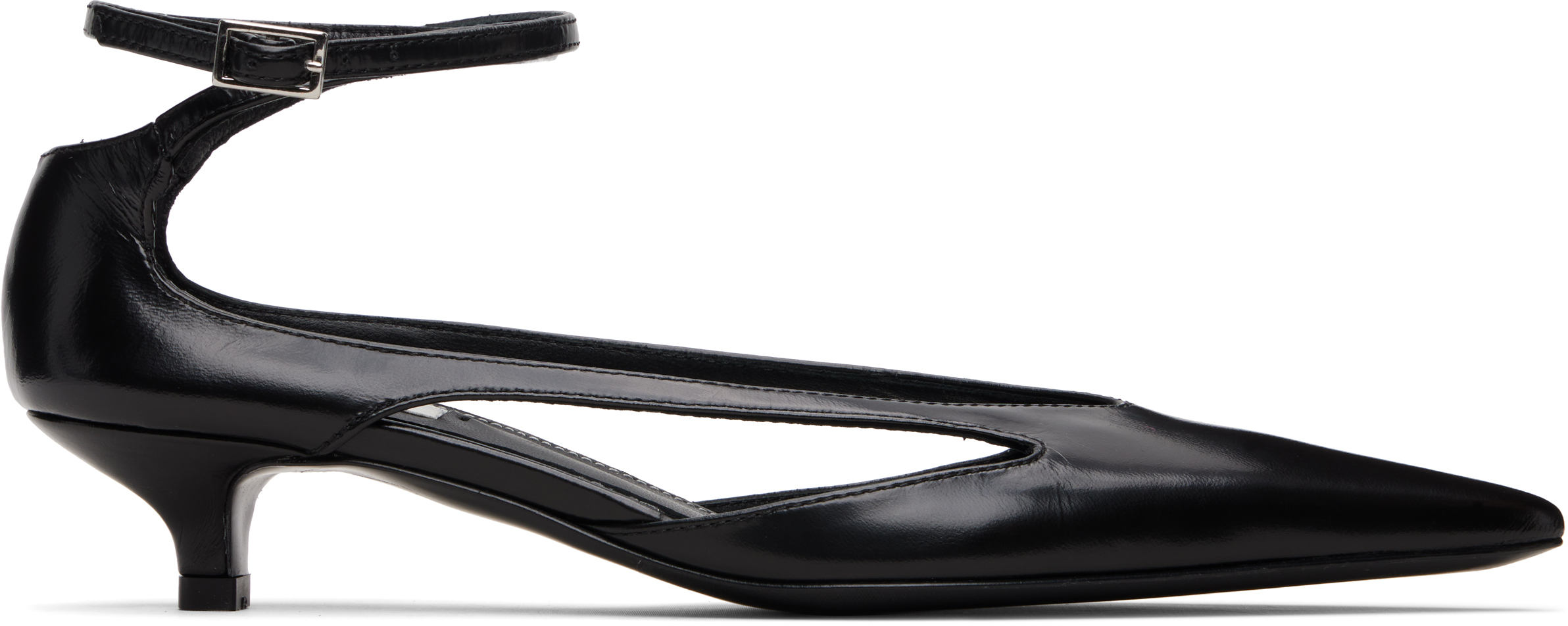 Totême Black Leather Kitten Heels