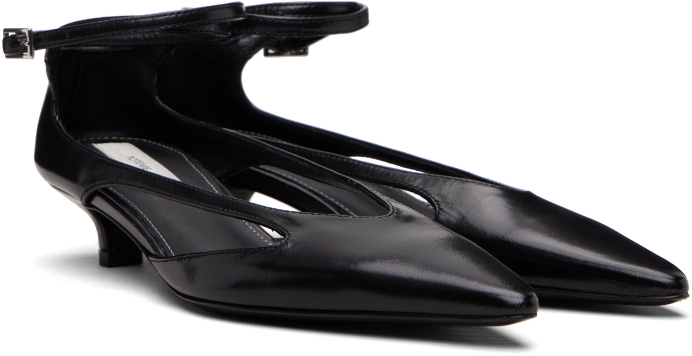 Totême Black Leather Kitten Heels In Black