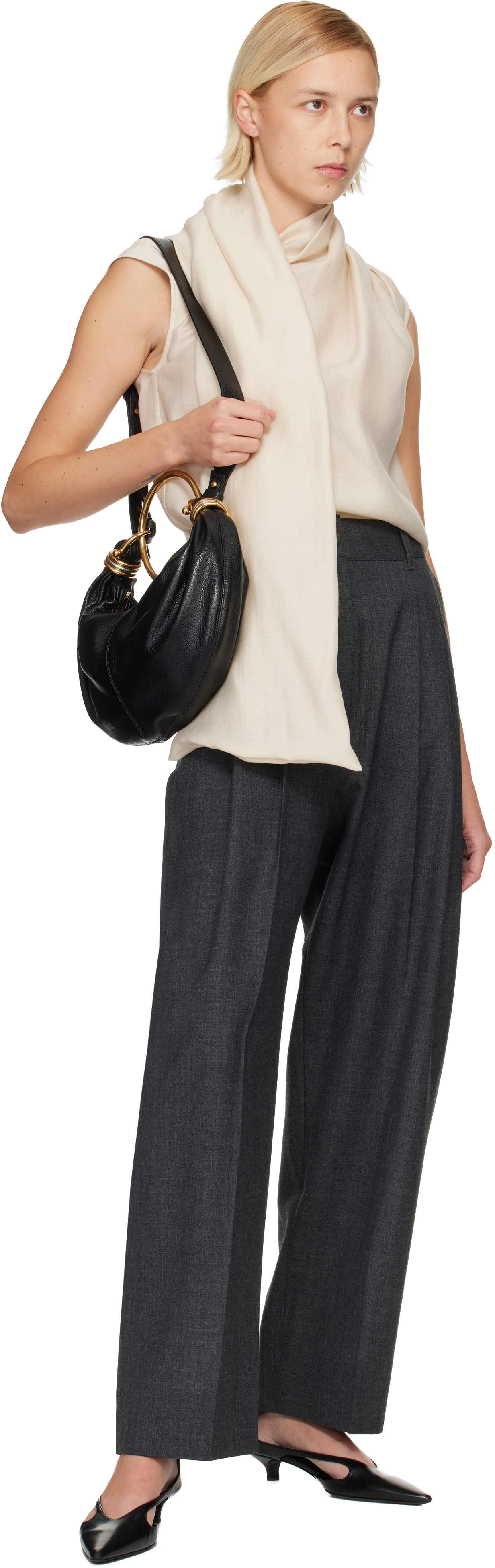 Totême Black Leather Kitten Heels In Black